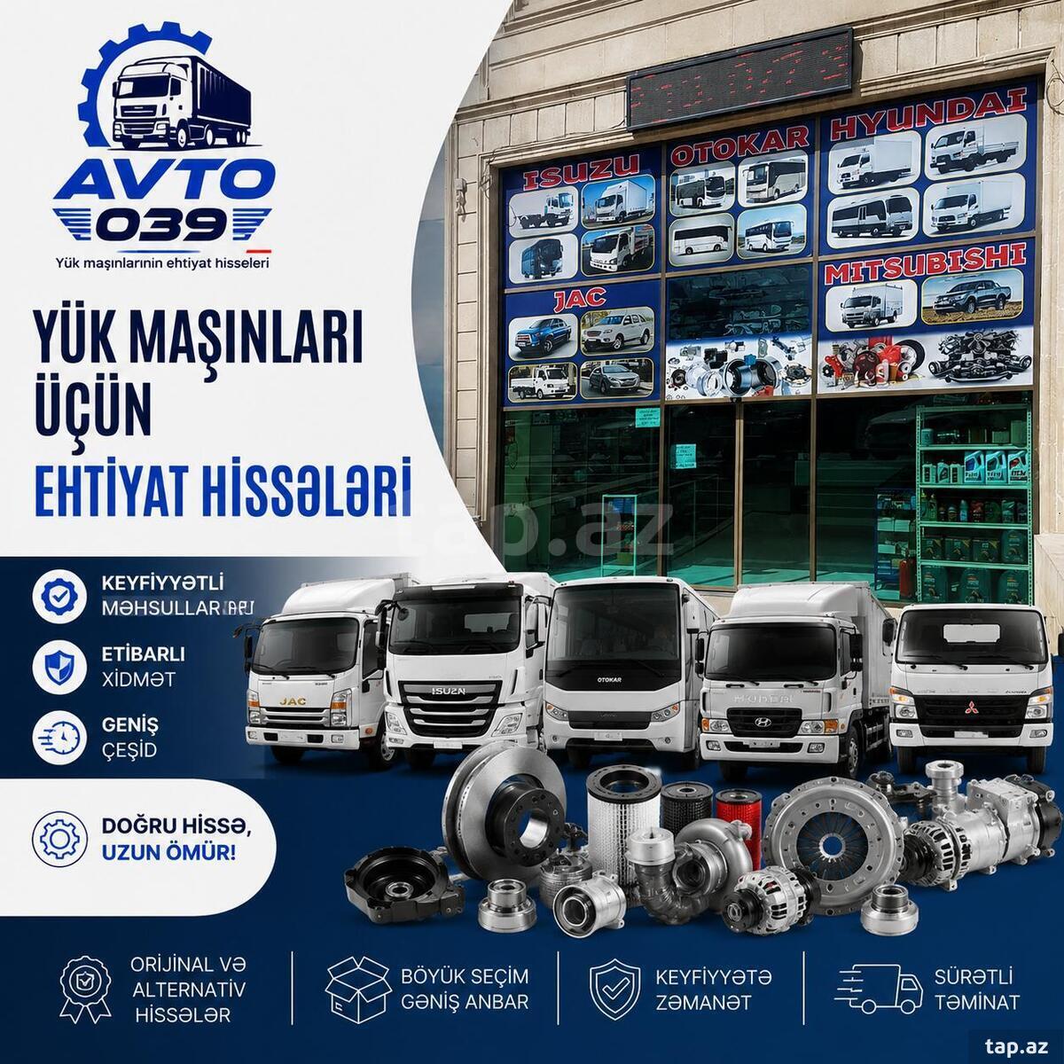 Isuzu, Otokar, Hyundai, JAC, Mitsubishi, MAN, DAF və KAMAZ ehtiyat hissələri