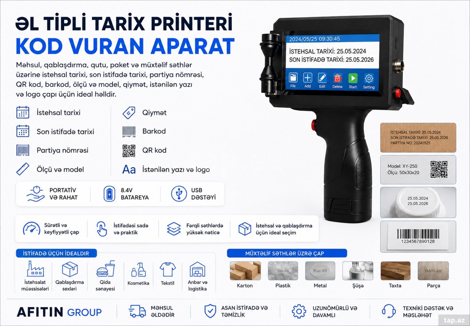 Əl tipli tarix printeri, kod vuran aparat
