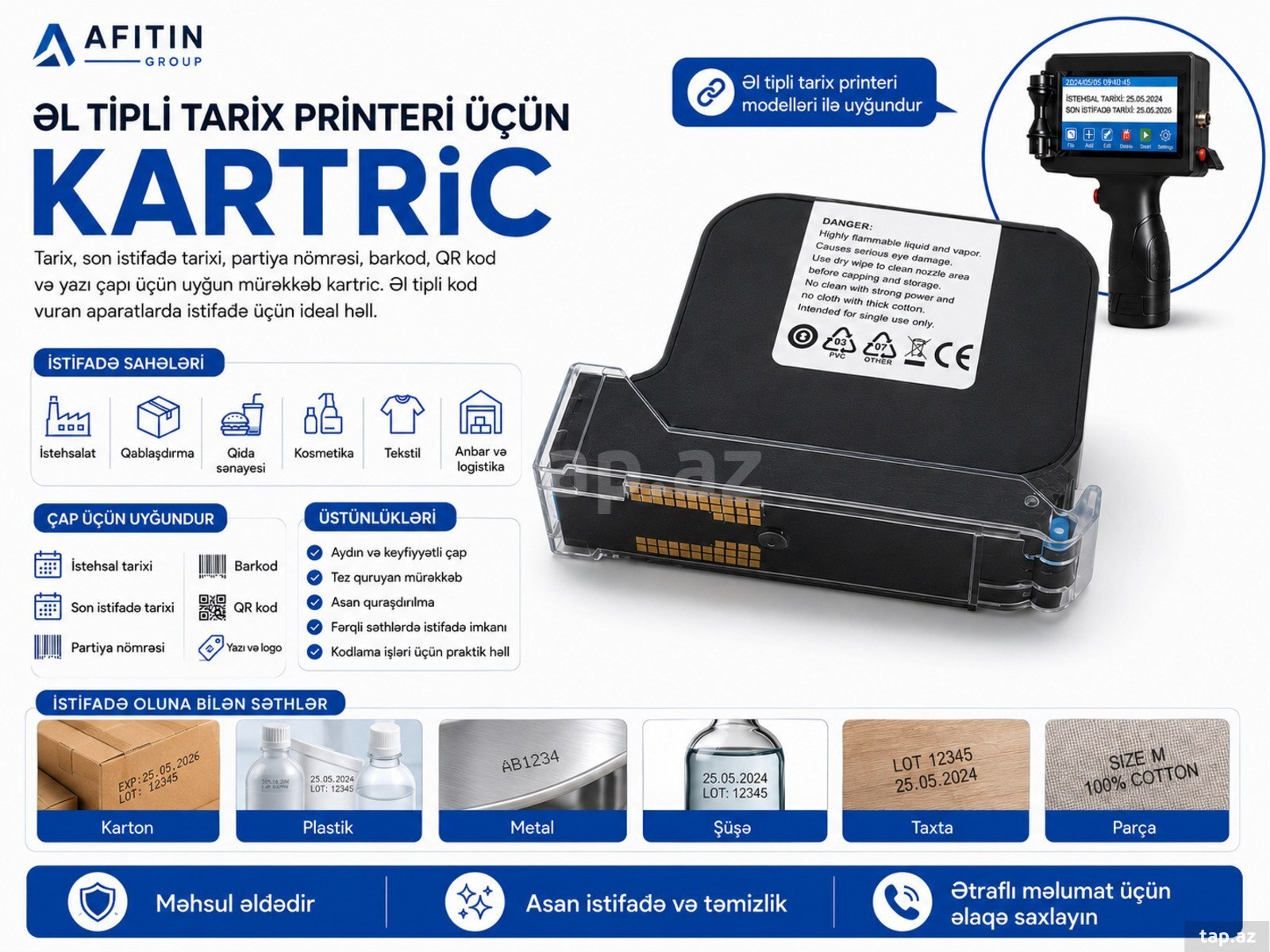 Tarix və kod vurma aparatı üçün kartric