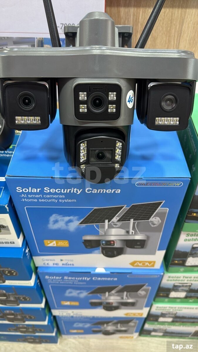 4G Solar günəṣ paneli 4 kamera 12MP/4K+64gb