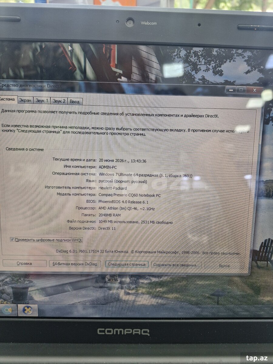 Noutbuk Compaq Cpu Amd Athlon,2 Ram,150 Gb HDD (3)