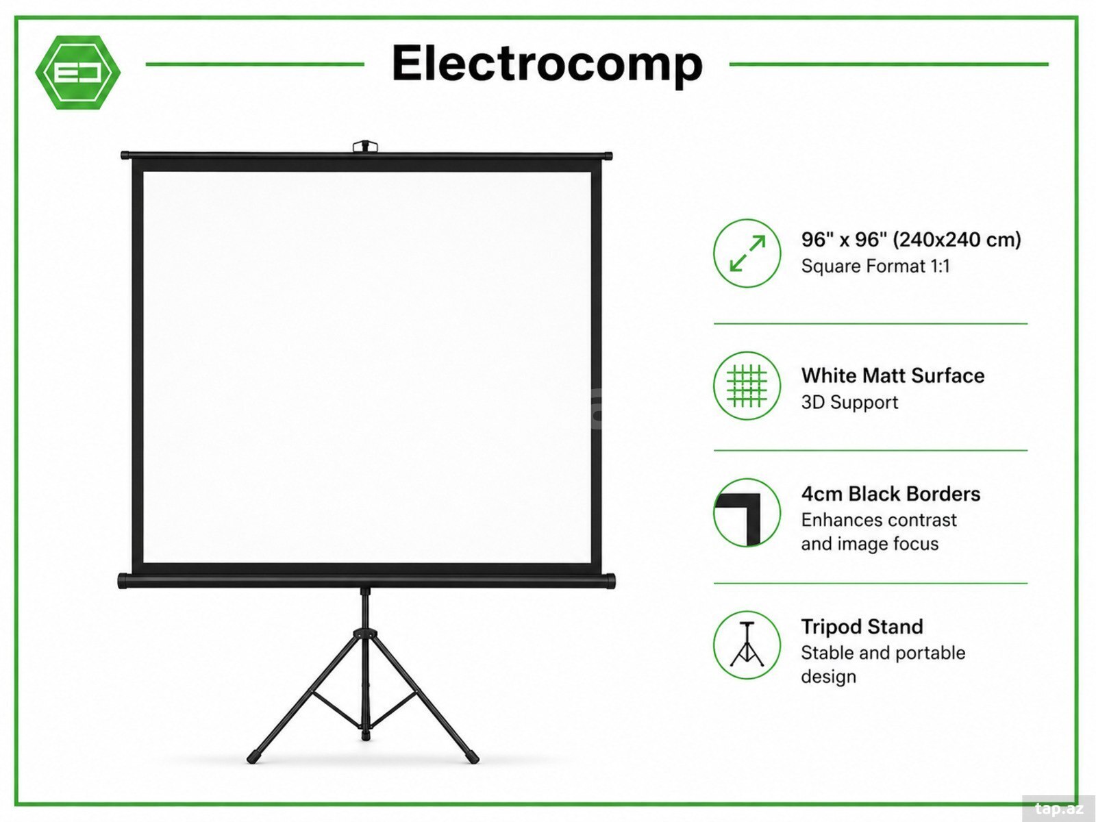 Tripod Screen 96"×96" (240×240 sm)
