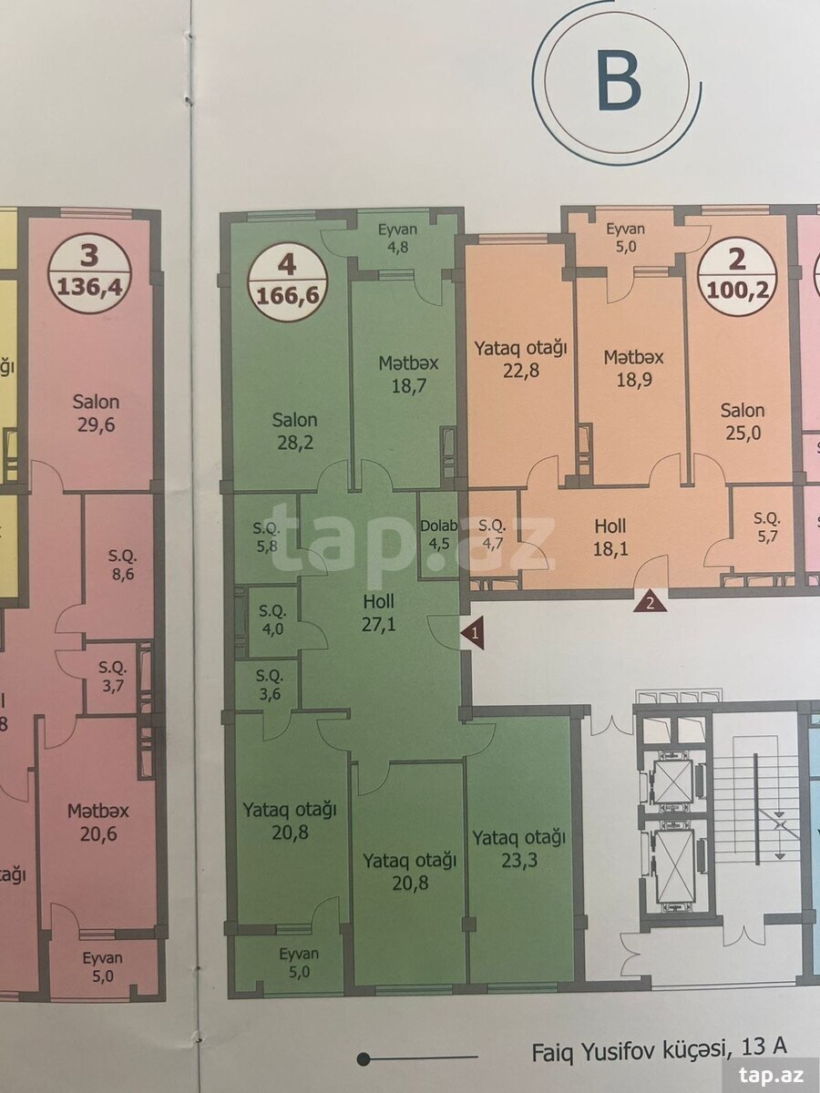 4-otaqlı yeni tikili, Nərimanov m., 166 m² (4)