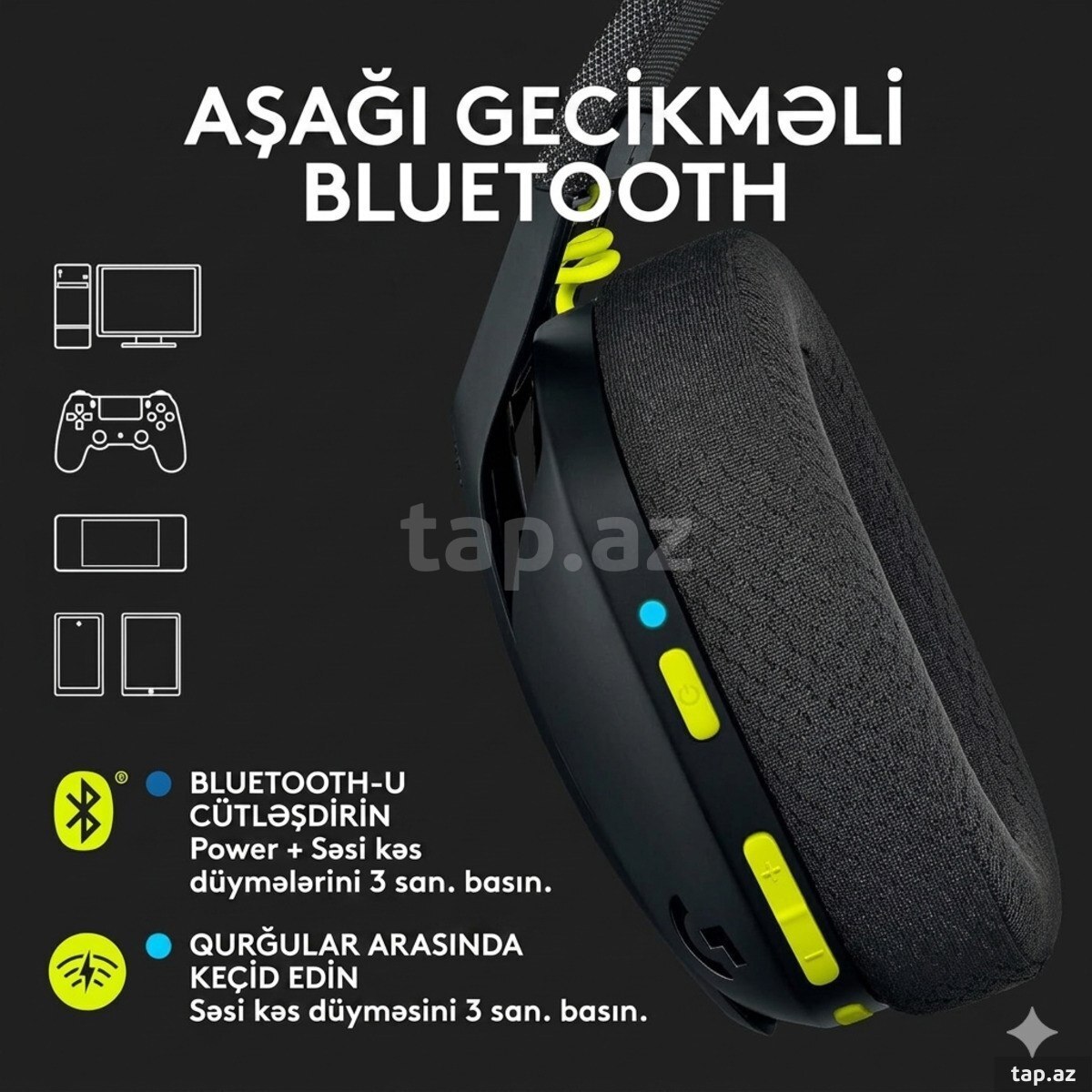 Qulaqlıq "Logitech G435 Lightspeed Wireless Gaming Headset Black" (3)