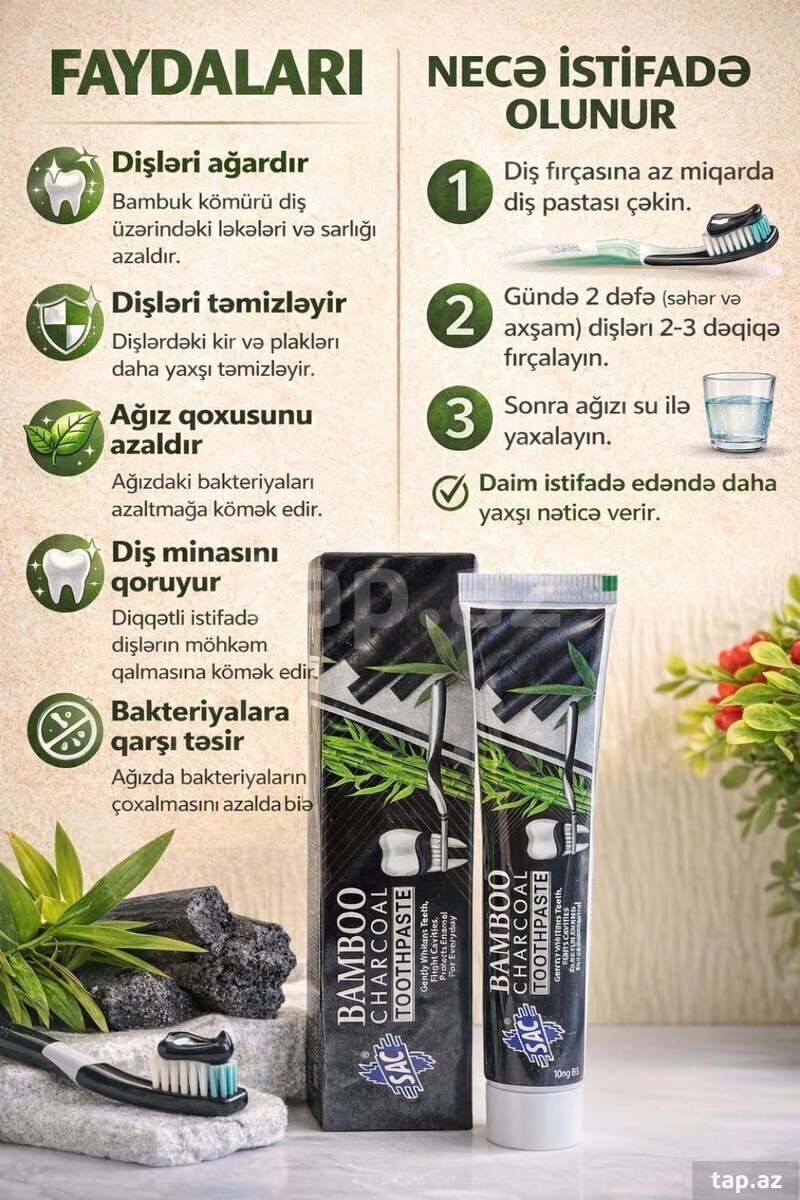 Diş məcunu "SAC Bamboo Charcoal Toothpaste" (2)