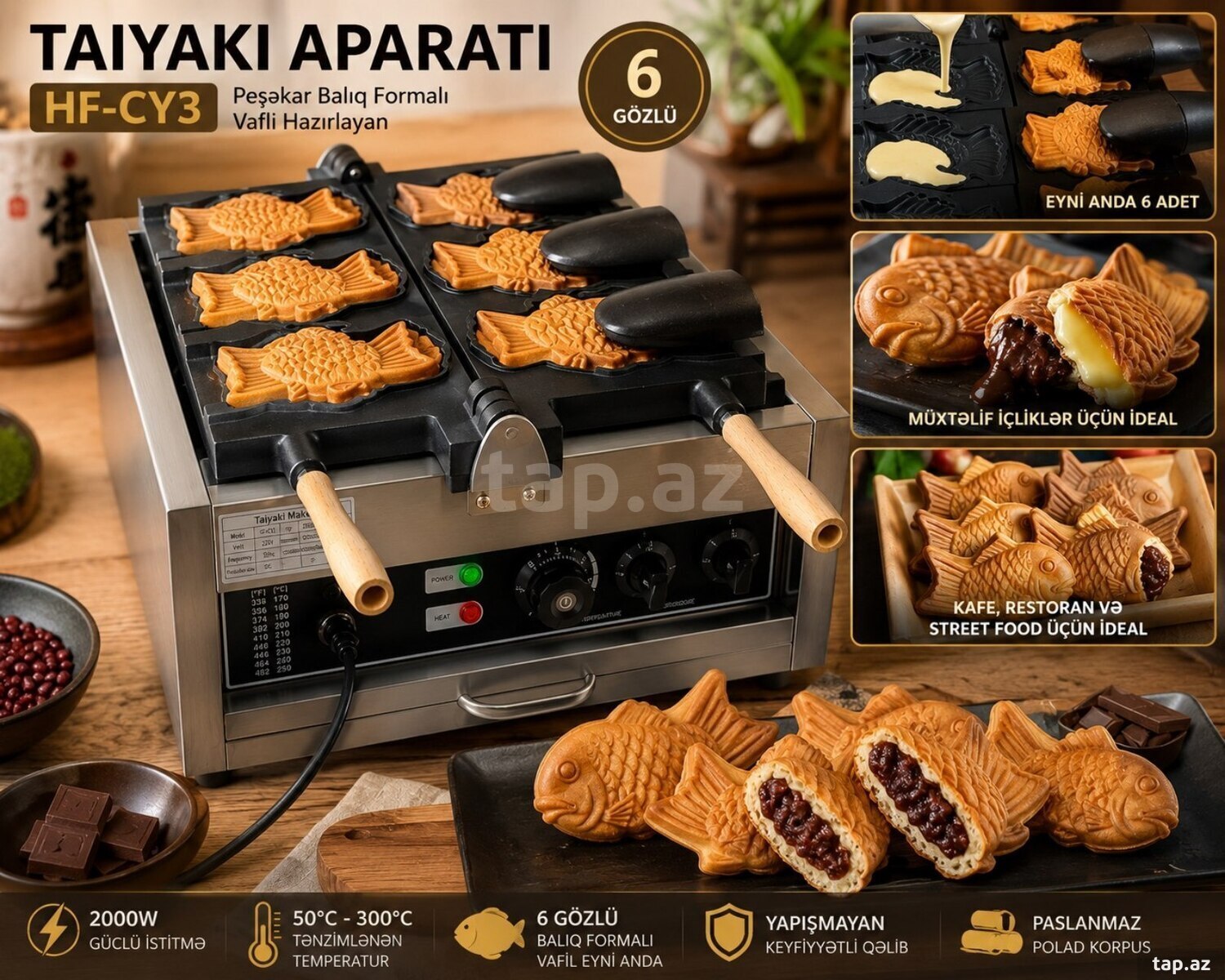 Taiyaki Balıq formalı vafli aparatı 