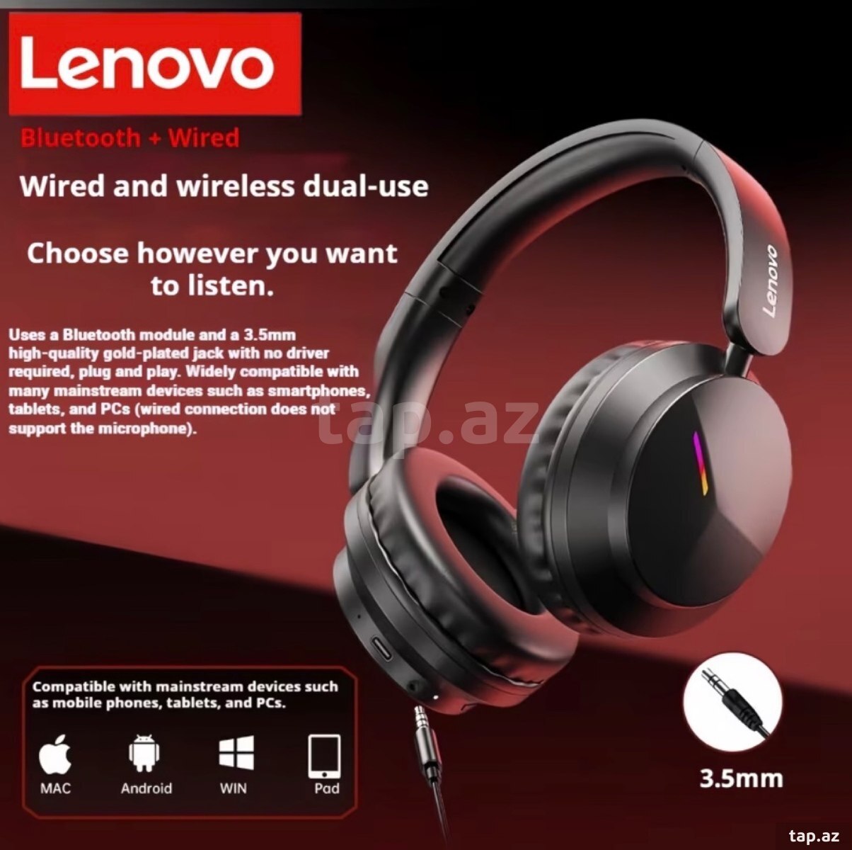Lenovo oyun və gündəlik üçün qulaqlıq (5)