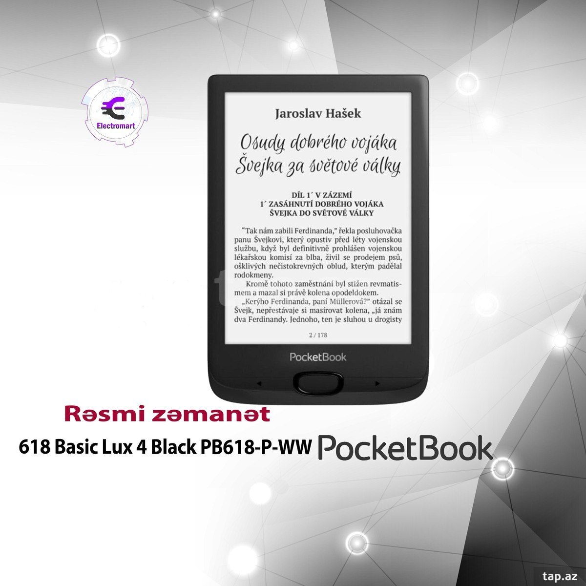 PocketBook 618 Basic Lux 4 Black PB618-P-WW elektron kitab oxuyucuları 