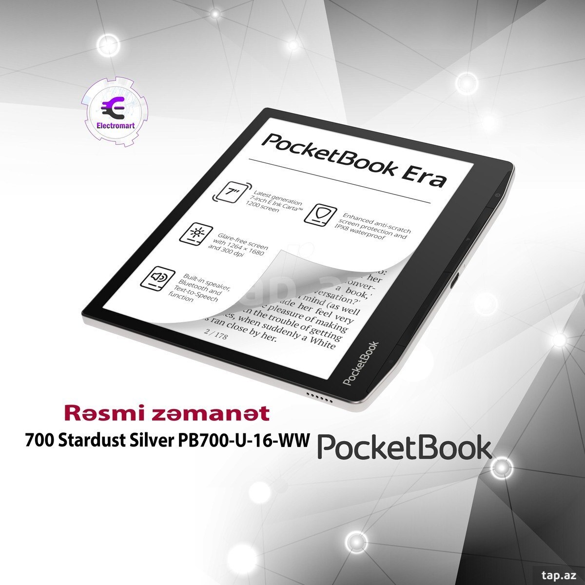 e-reader PocketBook 700 Stardust Silver PB700-U-16-WW elektron kitab oxuyucuları