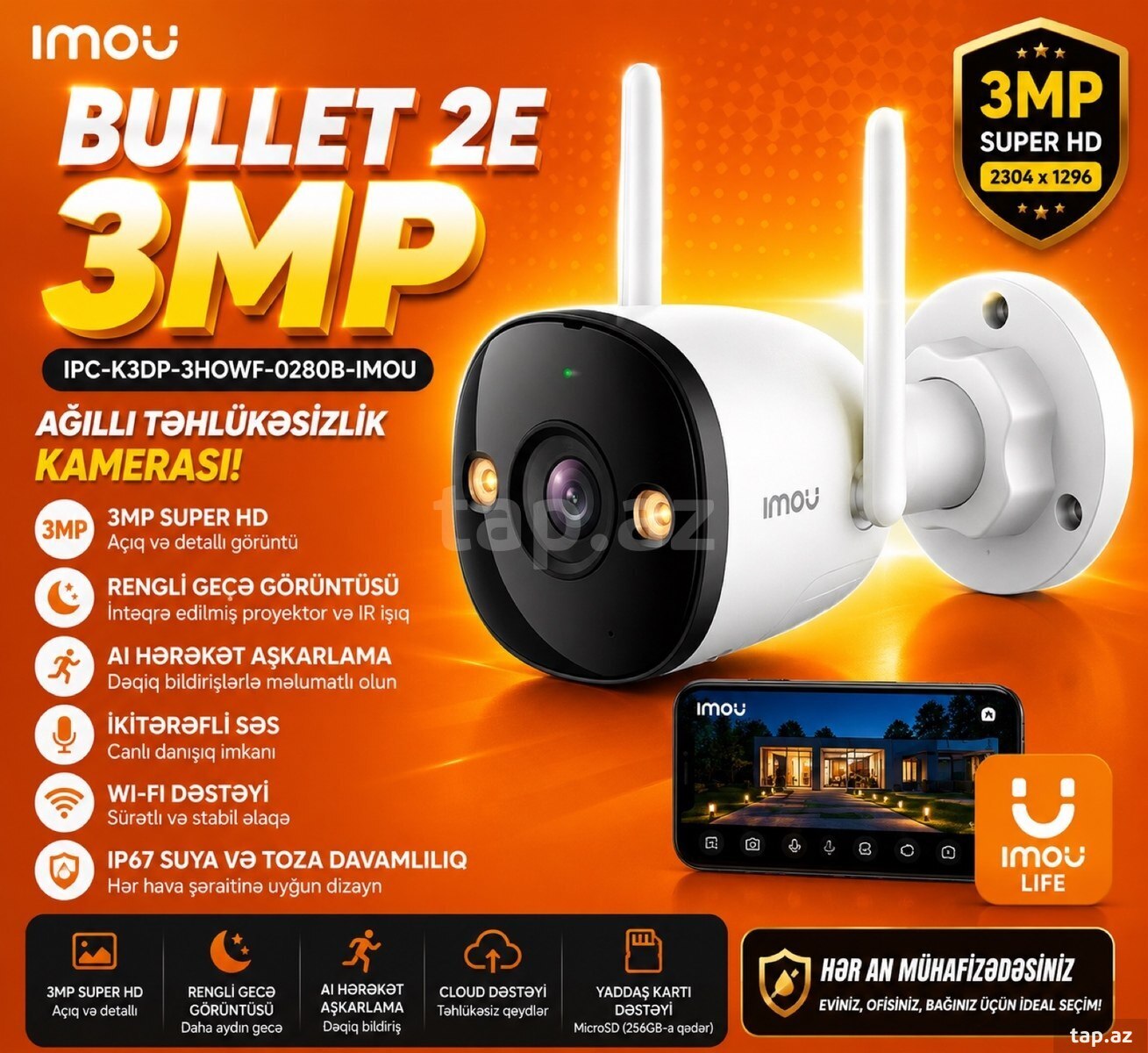 Wi-Fi kamera 3mpBullet 2E IPC-K3DP-3HOWF-0280B-imou