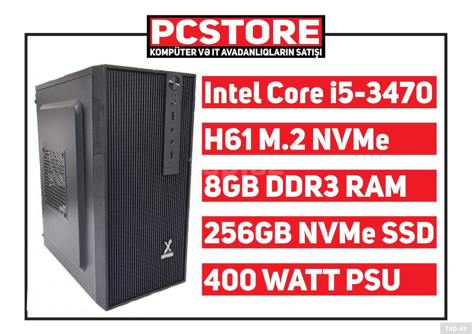 Masaüstü kompüter i5-3470 8GB RAM 256GB NVMe SSD