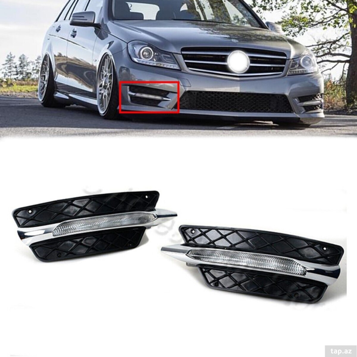 Mercedes W204 C204 duman setkası nikeli duman led AMG  (8)