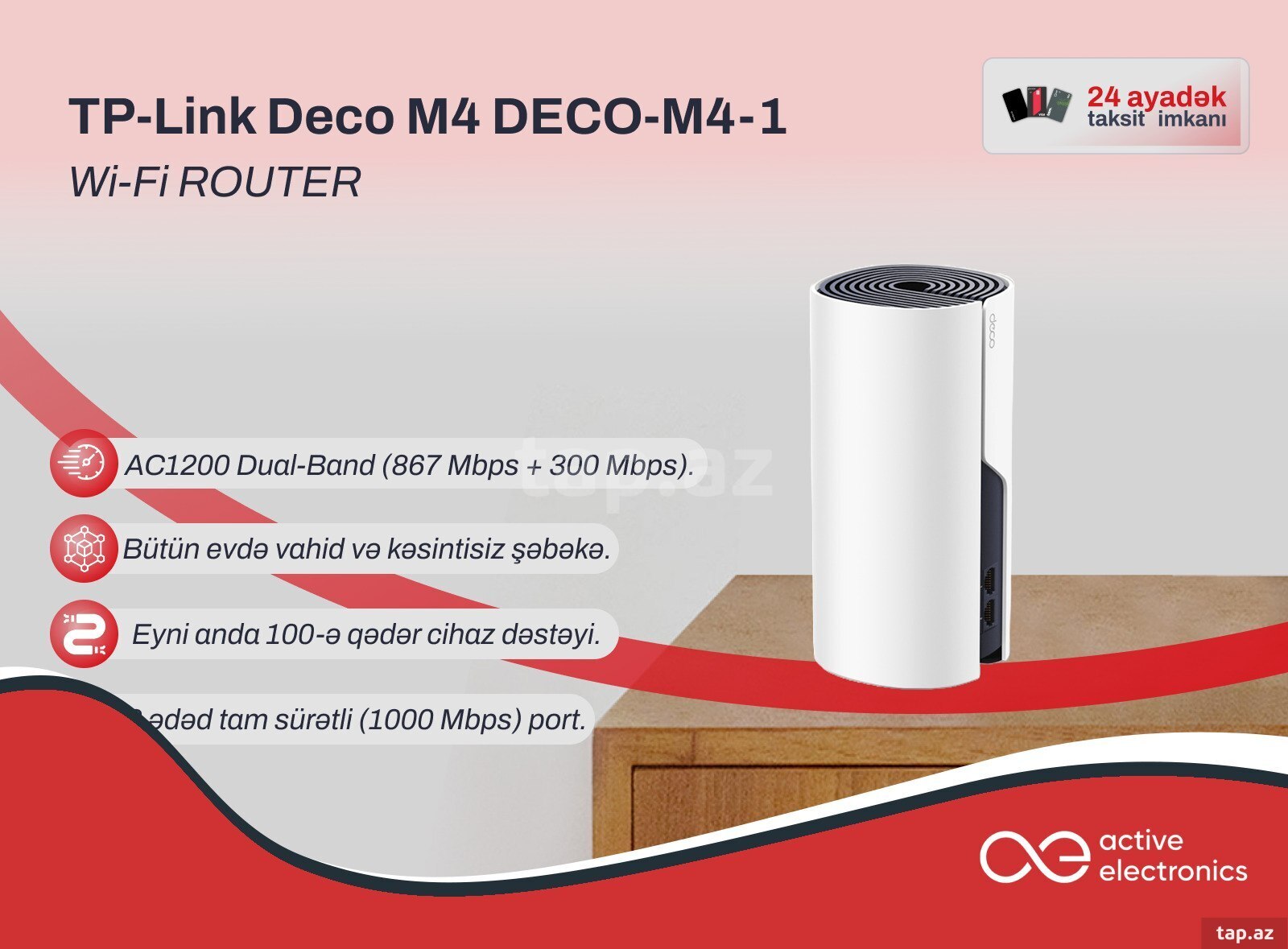 Mesh Wi-Fi Sistemi TP-Link Deco M4 (DECO-M4-1)