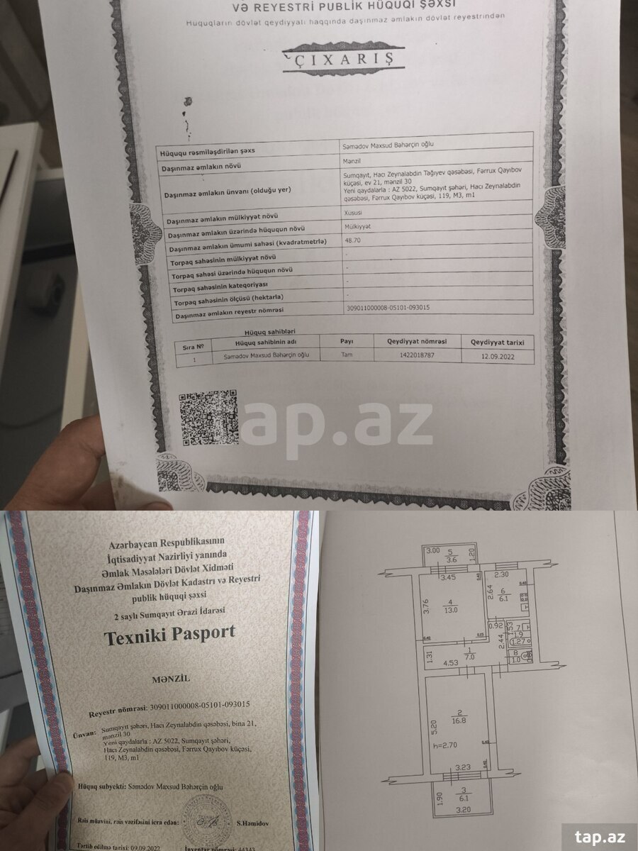 2-otaqlı mənzil, Sumqayıt ş., 50 m² (11)