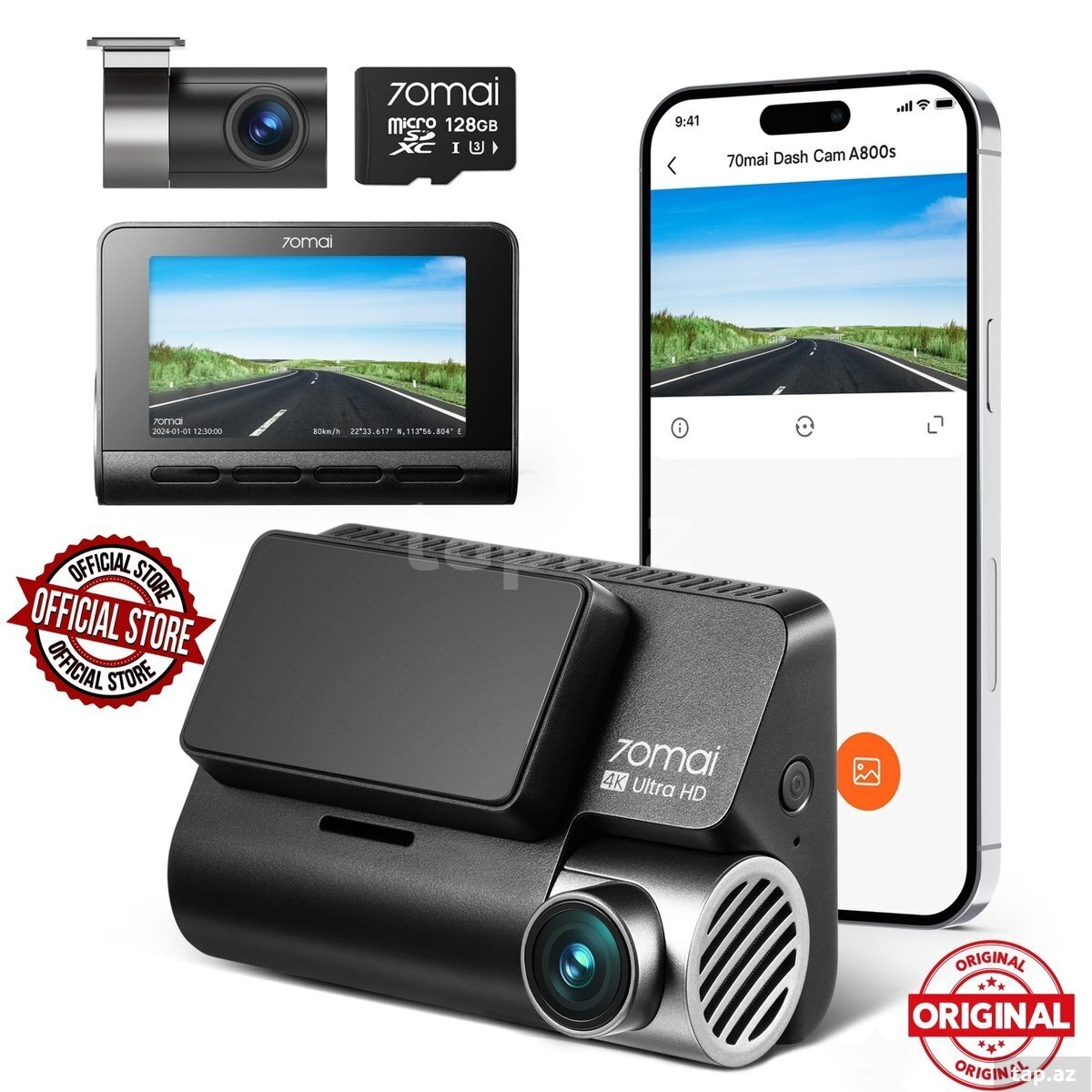 Xiaomi 70Mai A800SE 4K GPS WiFi+Arxa kamera+128GB