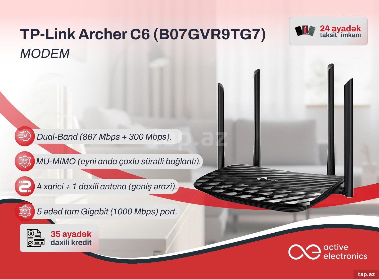 Router TP-Link Archer C6 AC1200 (B07GVR9TG7)