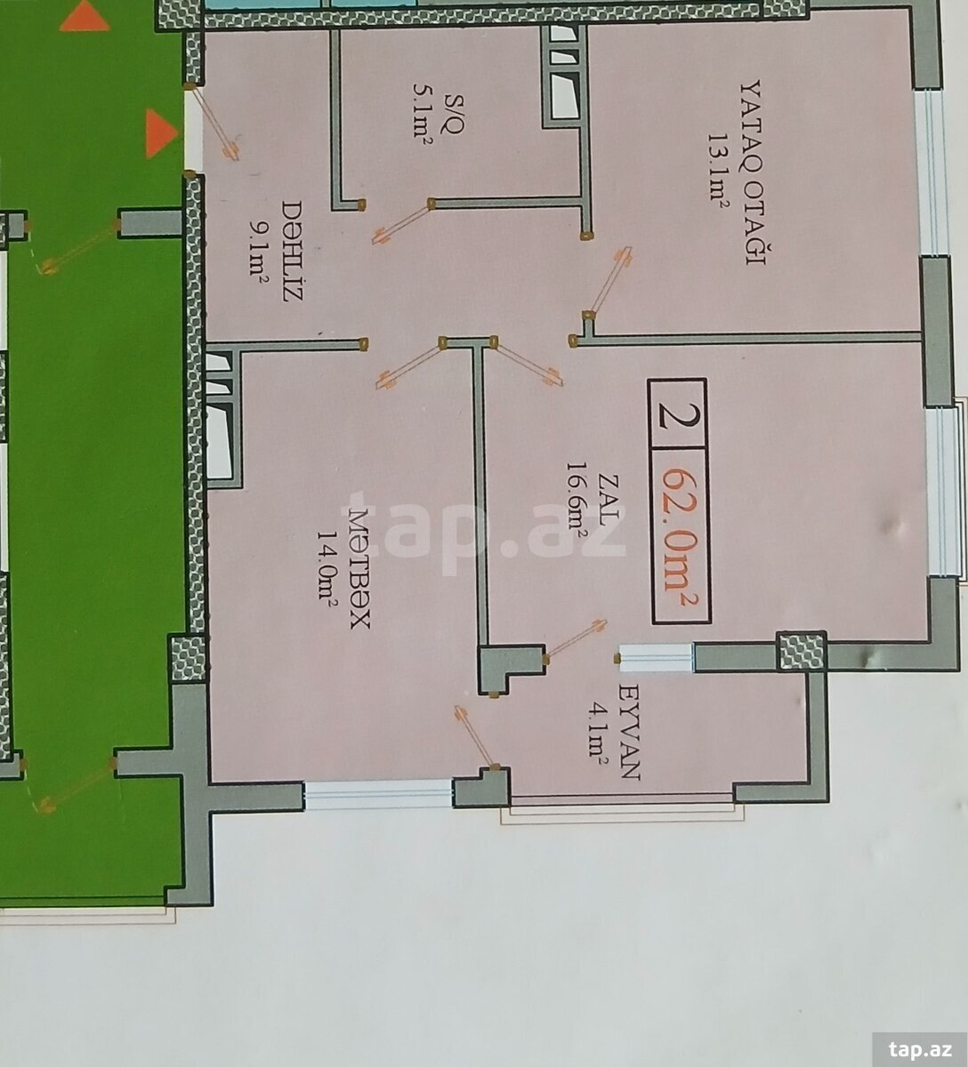 2-otaqlı yeni tikili, Suraxanı r., 62 m² (4)