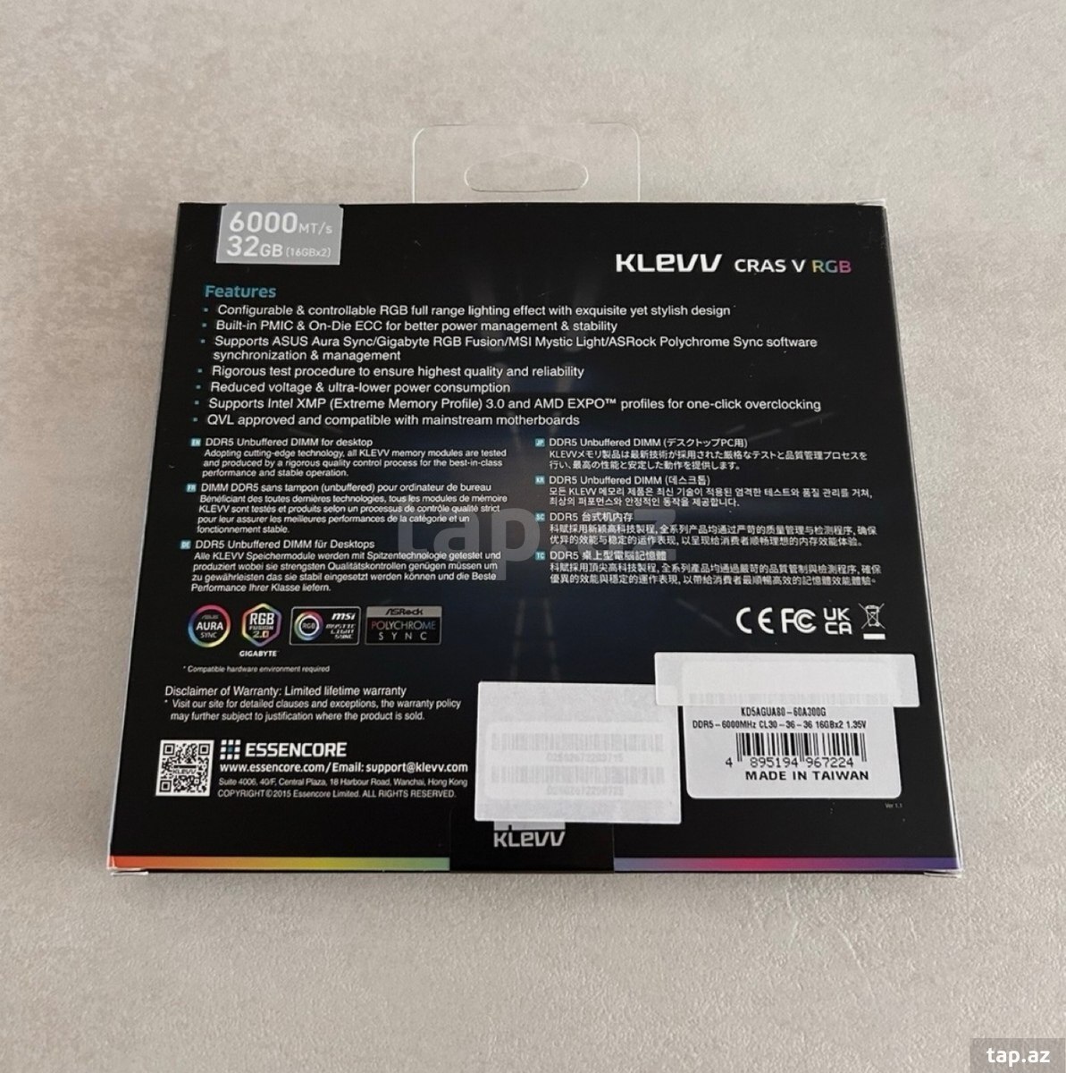 RAM KLEVV CRAS V RGB DDR5 32GB (2x16GB) 6000MHz (2)