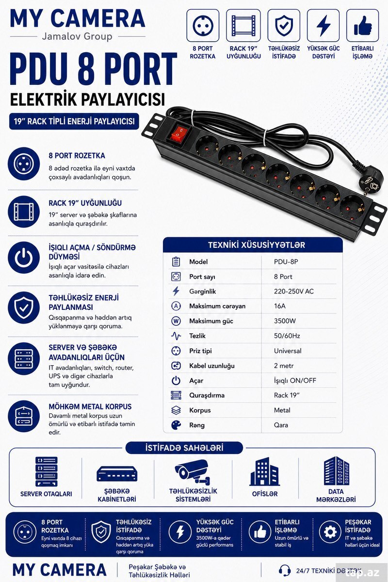 PDU 8 girişli uzadıcı