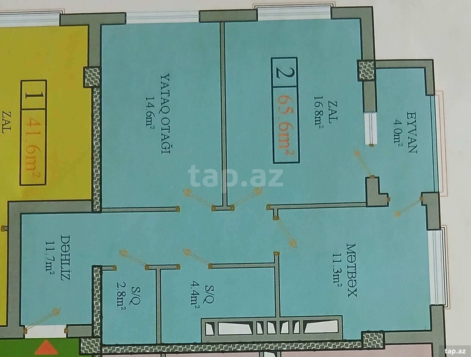 2-otaqlı yeni tikili, Əmircan qəs., 65.6 m² (5)