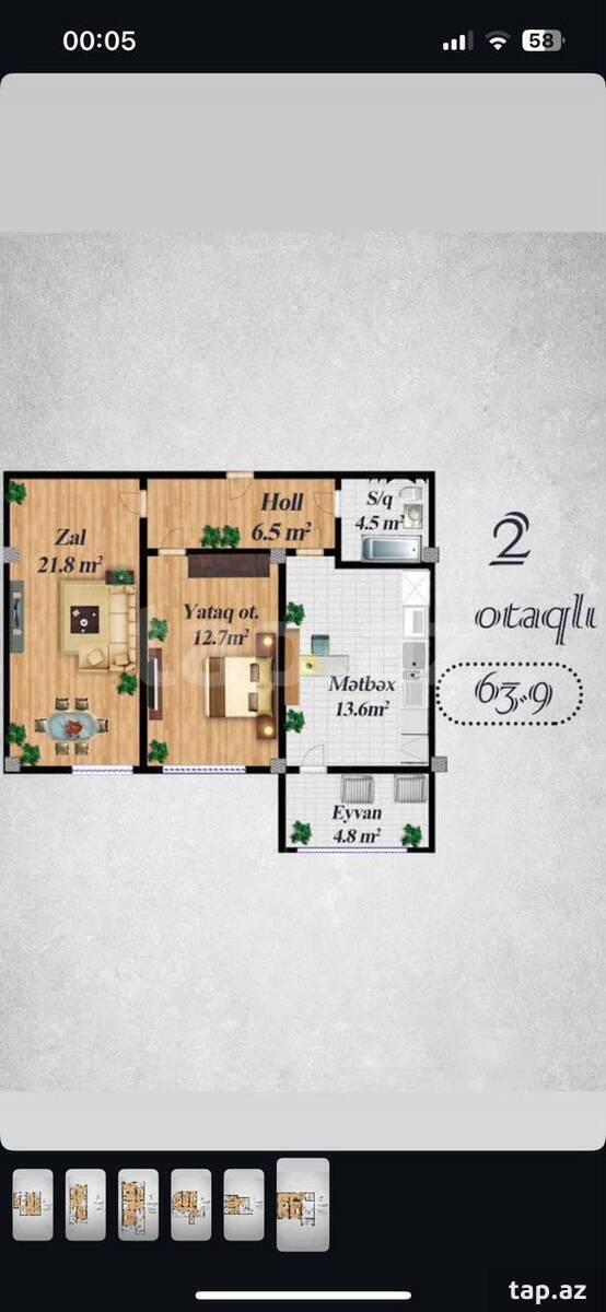 2-otaqlı yeni tikili, Təbriz küç., 64 m² (2)