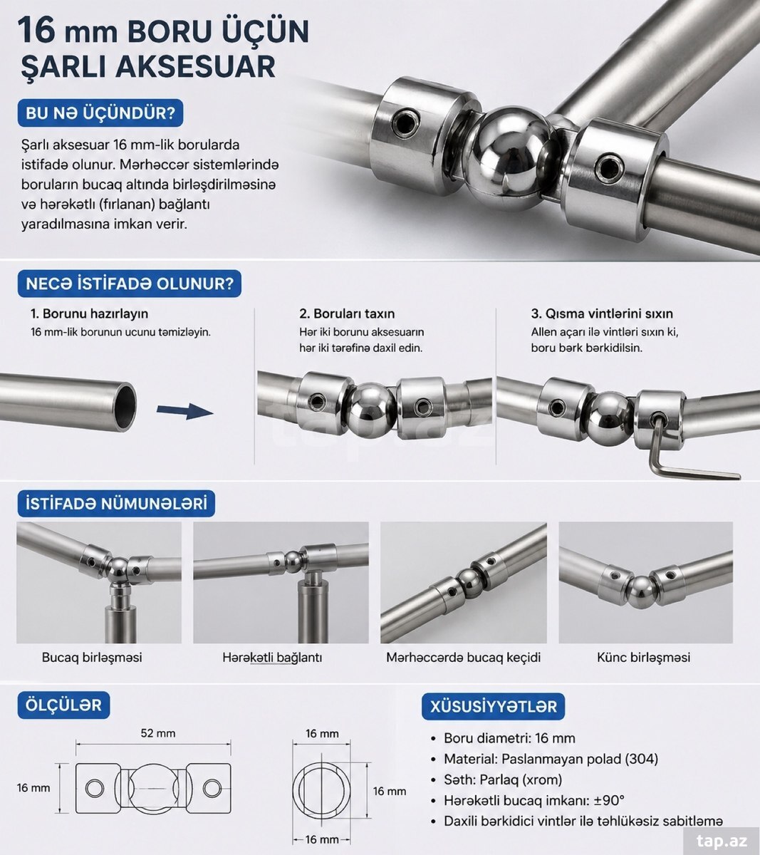16 mm Paslanmaz Şarlı Aksesuar 