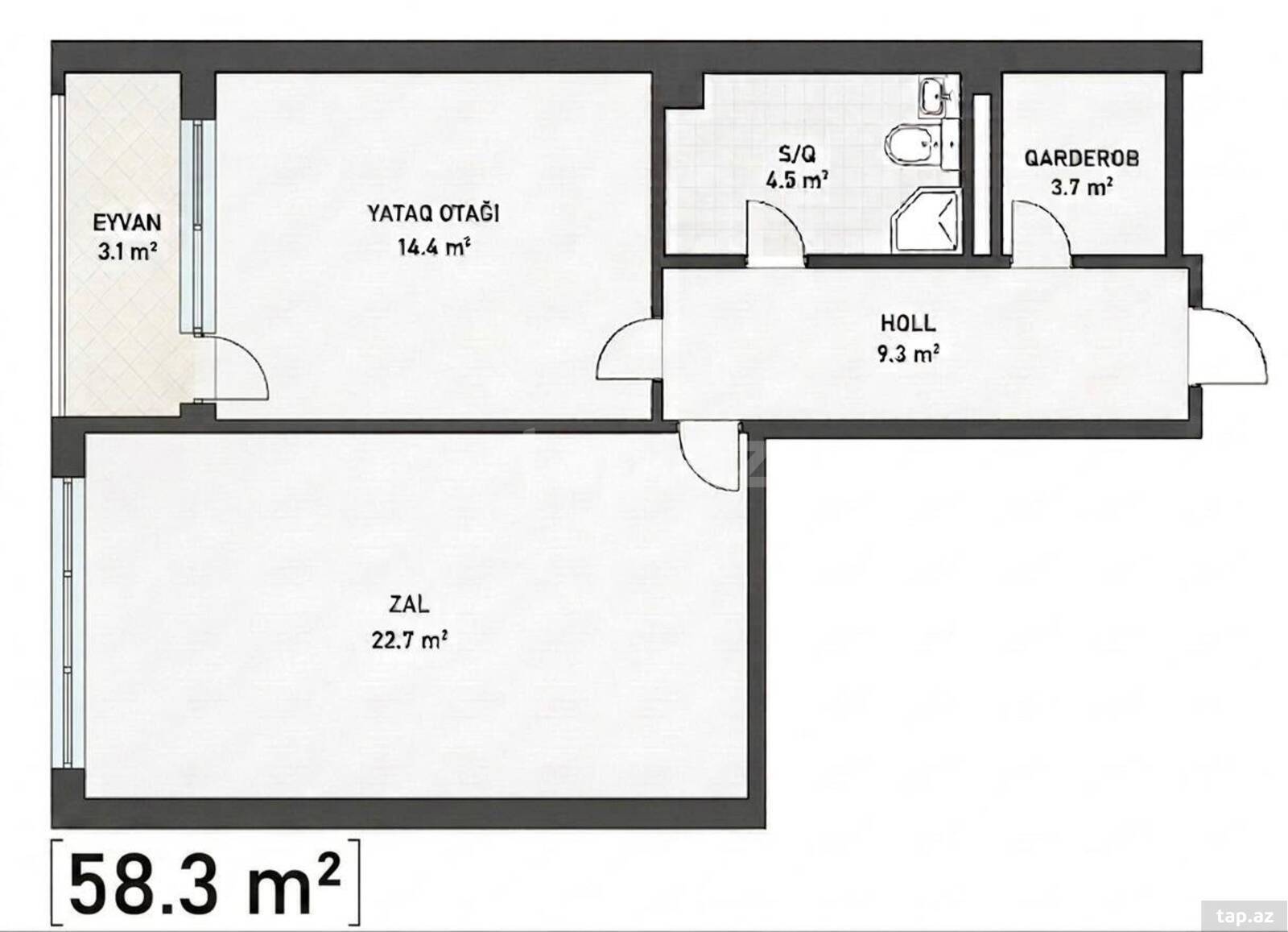 2-otaqlı yeni tikili, İbrahimpaşa Dadaşov küç., 58.3 m² (11)