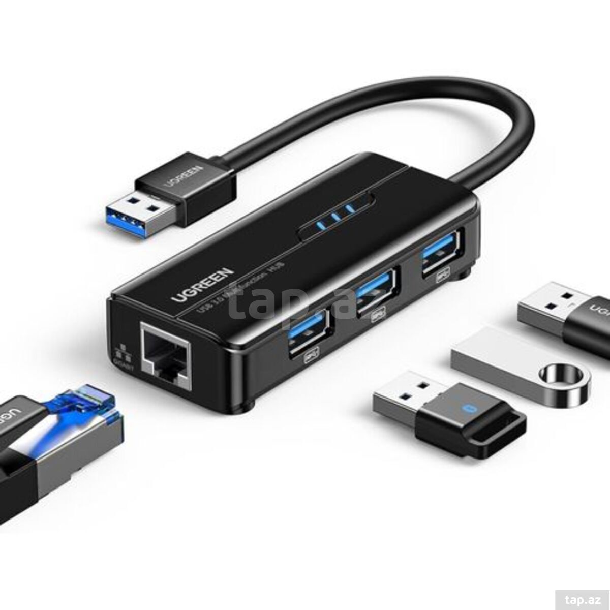 Ugreen 20265 3-Port USB 3.0 Hub with Gigabit Ethernet Adapter — 1