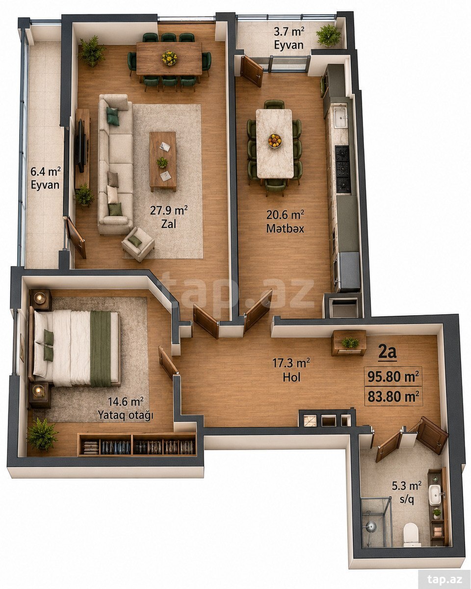 2-otaqlı yeni tikili, 20 Yanvar m., 95.8 m² (3)