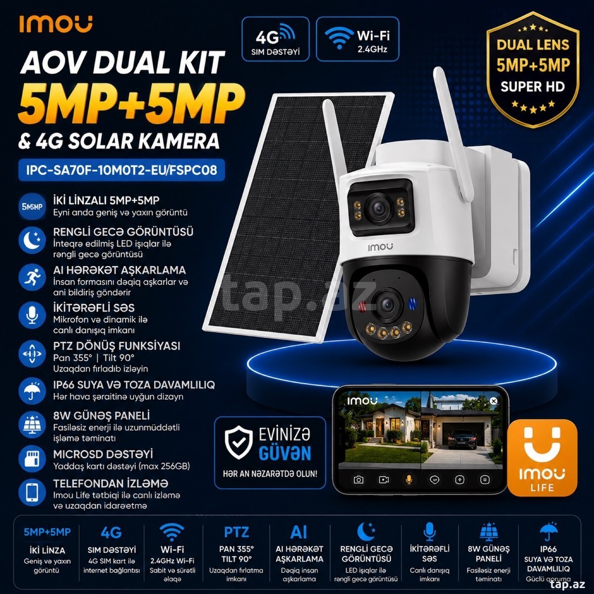 Günəş paneli 4g kamera 10mp günəş panelli