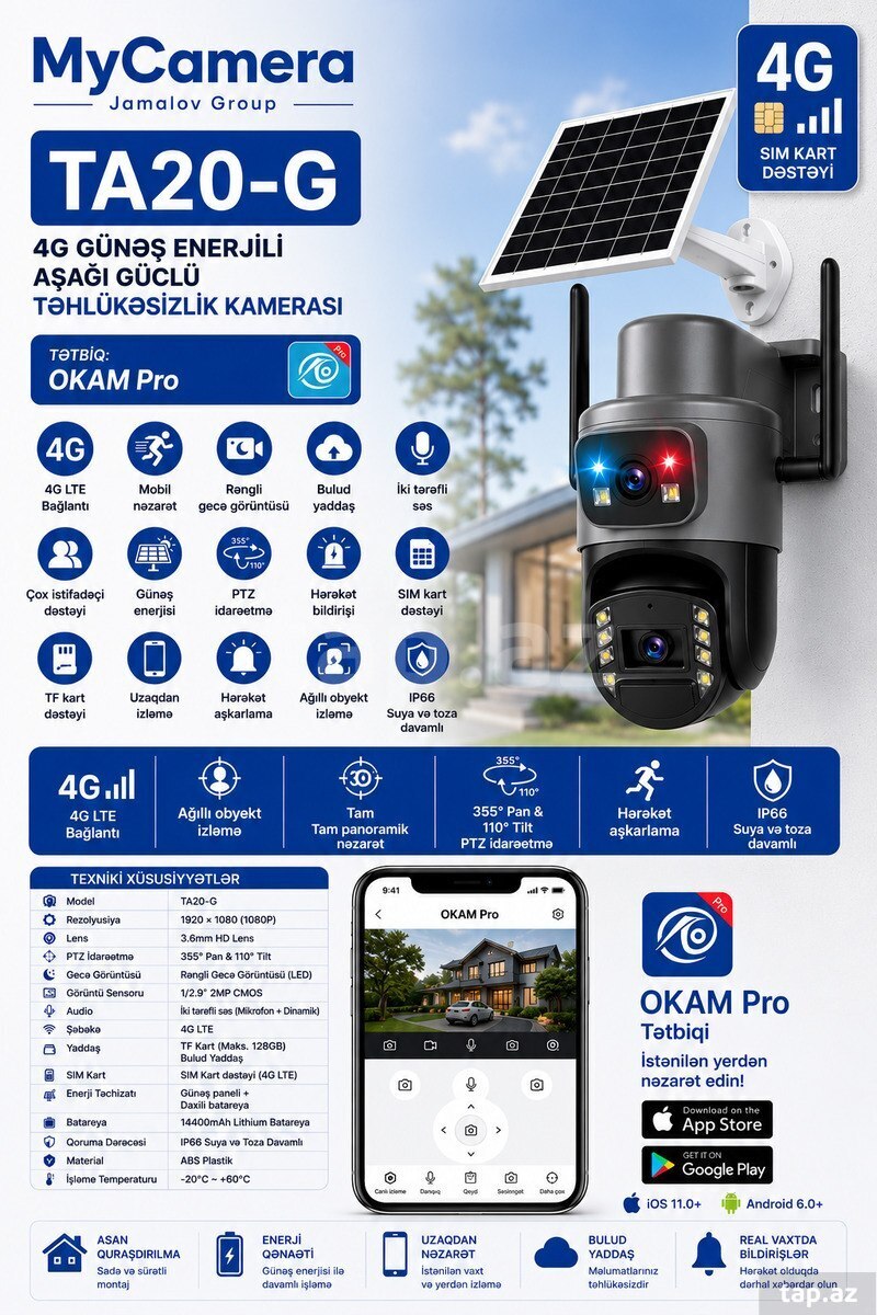 Günəş enerjili təhlükəsizlik kamerası TA-20