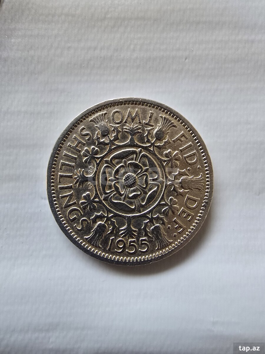 1955 il Kolleksiyalıq İngilis pulu 2 Shillings