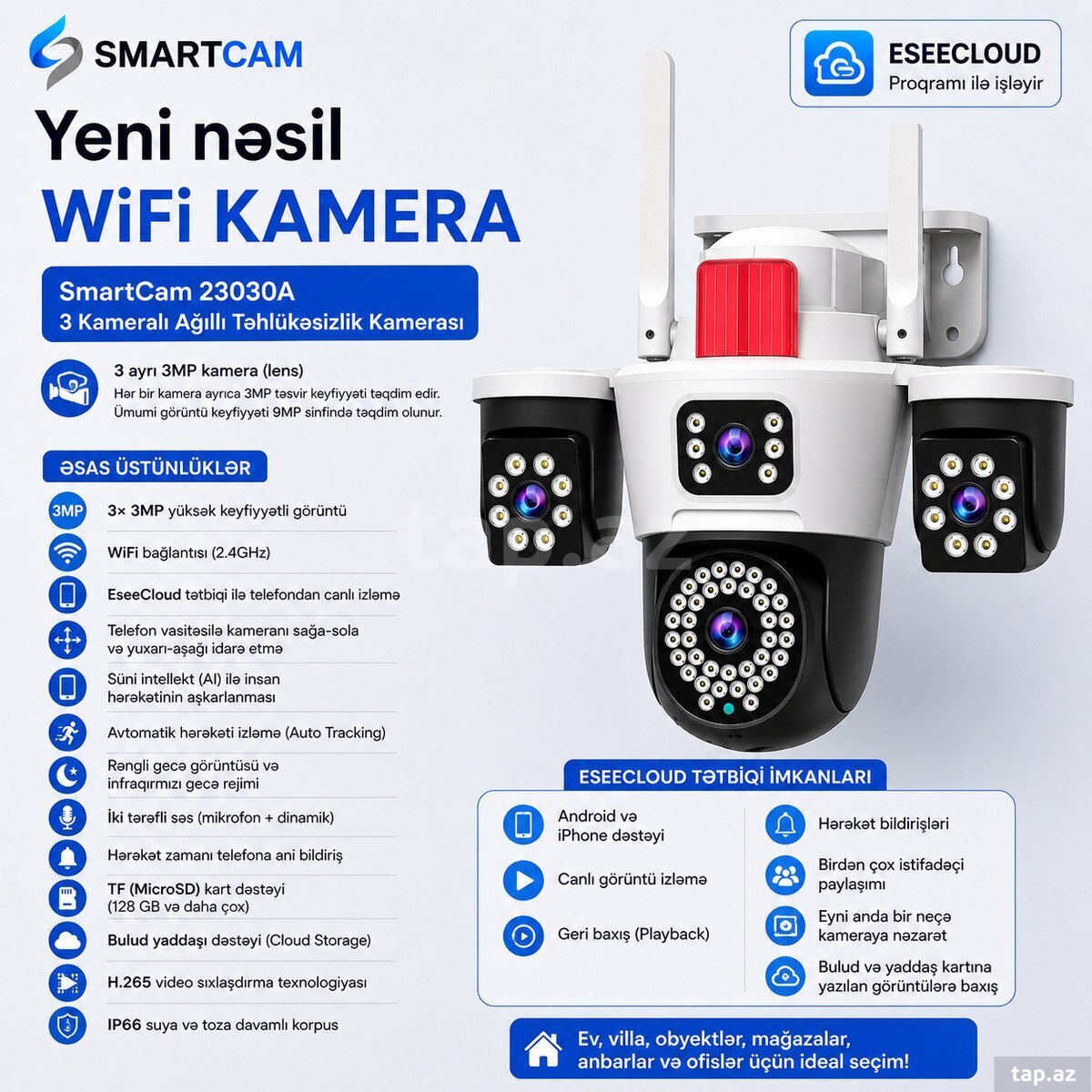 SmartCam 23030A | 3 Kameralı WiFi Kamera |