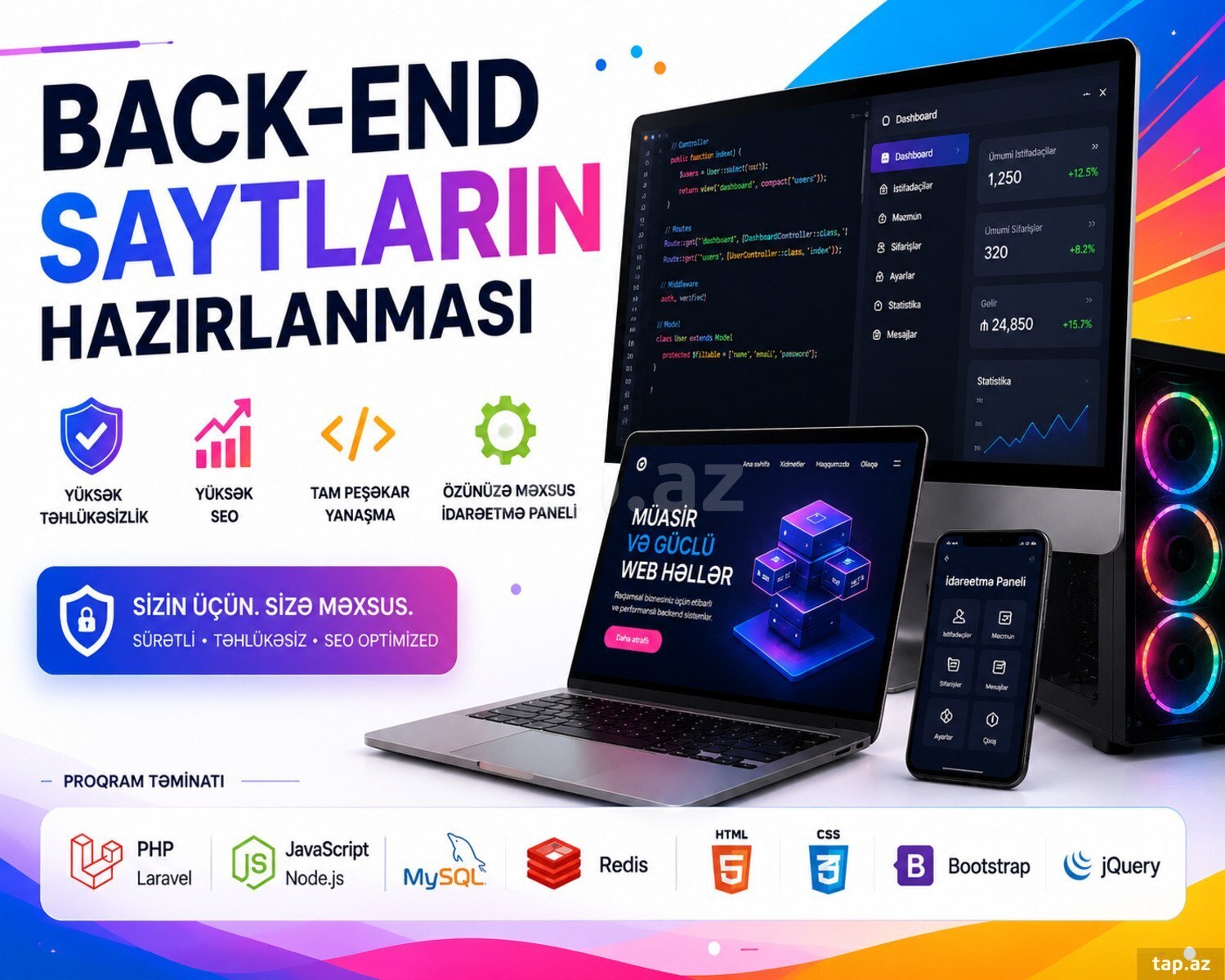 Back-End saytların hazırlanması | SEO + təhlükəsizlik