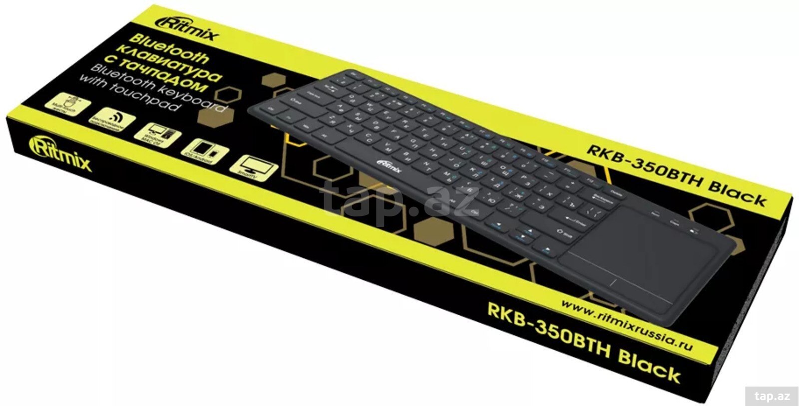 Ritmix RKB-350BTH Black Bluetooth Keyboard with Touchpad — 1