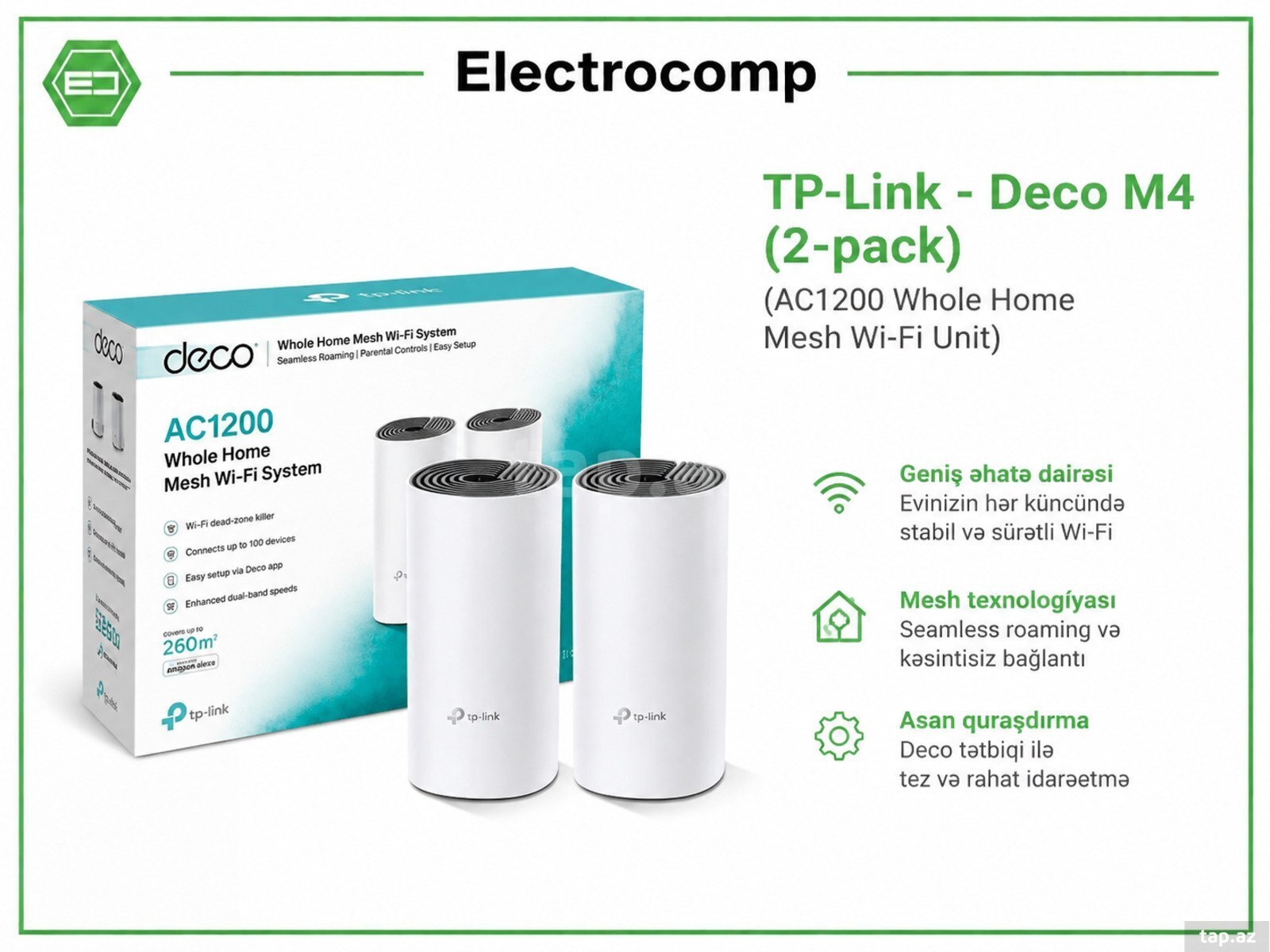 TP-Link Deco M4 (2-pack) – AC1200 Whole Home Mesh Wi-Fi