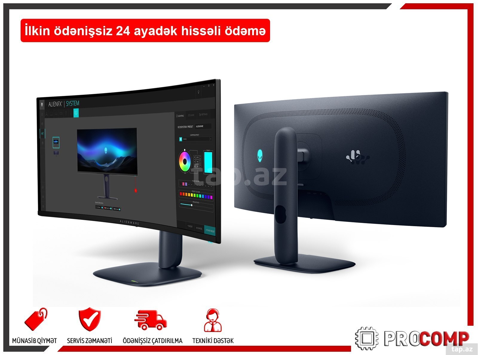 Curved Dell 34 Gaming monitor - AW3425DW 210-BRTW