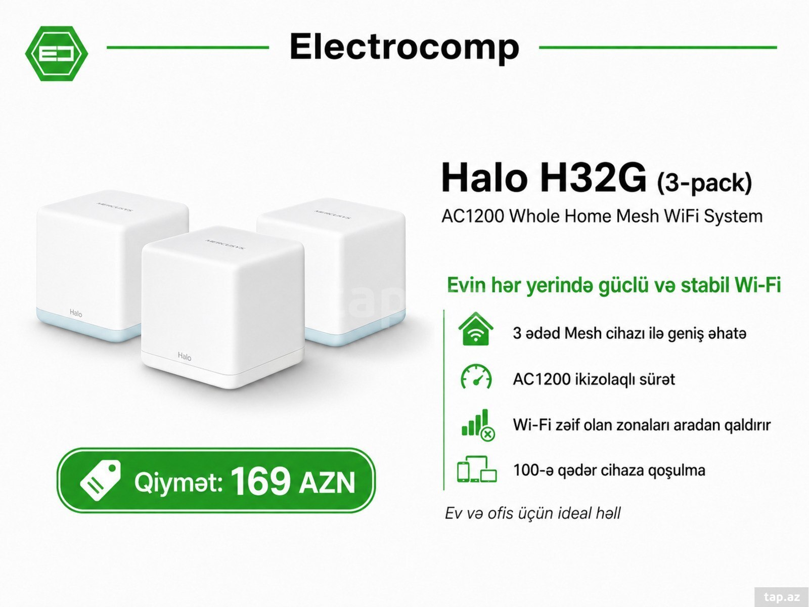 Halo H32G (3-pack) AC1200 Whole Home Mesh WiFi System