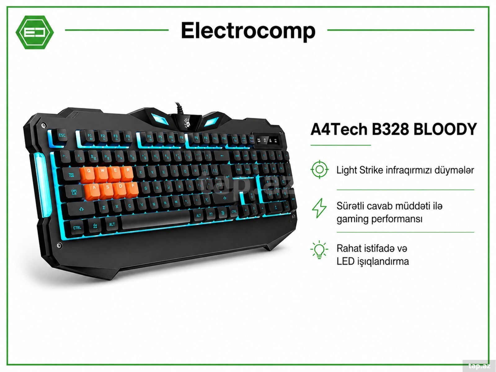 A4Tech B328 BLOODY Wired Light Strike 8-Infrared klaviatura