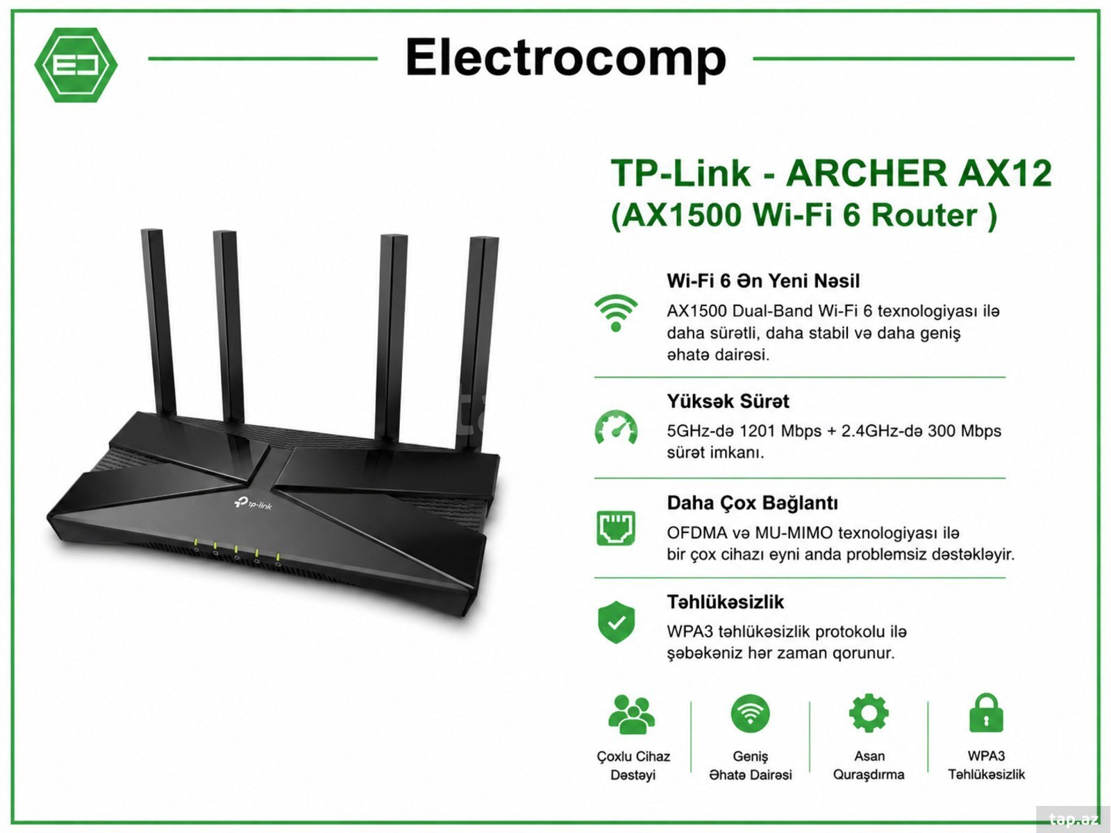 TP-Link ARCHER AX12 (AX1500 Wi-Fi 6 Router)