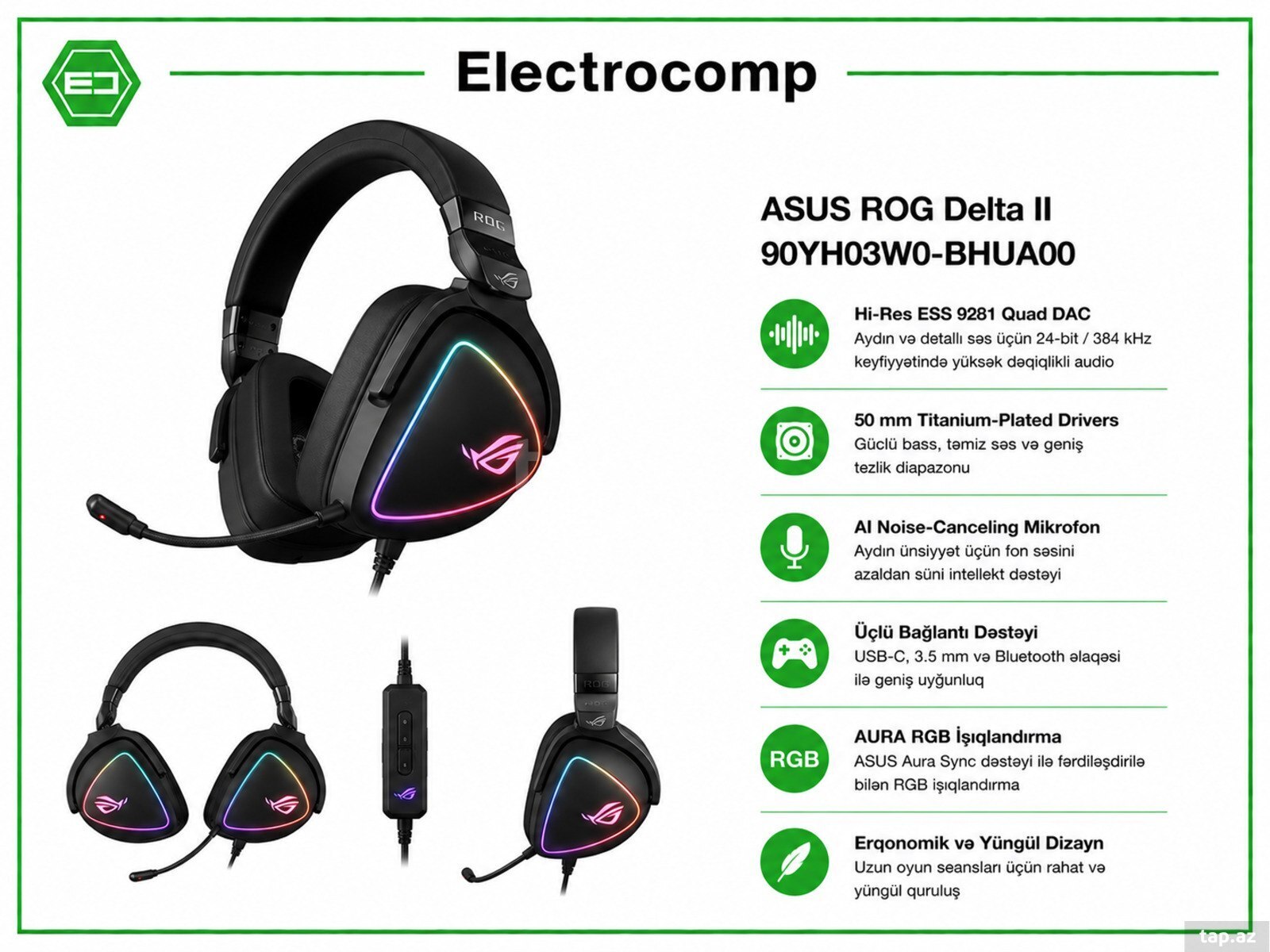 ASUS ROG Delta II 90YH03W0-BHUA00 Gaming Headset