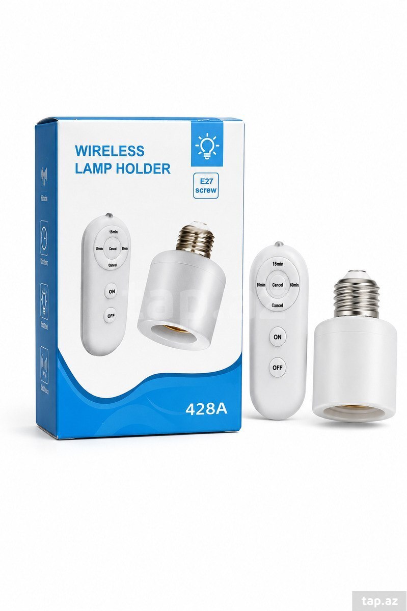 YX-428A pultla idarə olunan taymerli E27 simsiz lampa patronu — 1