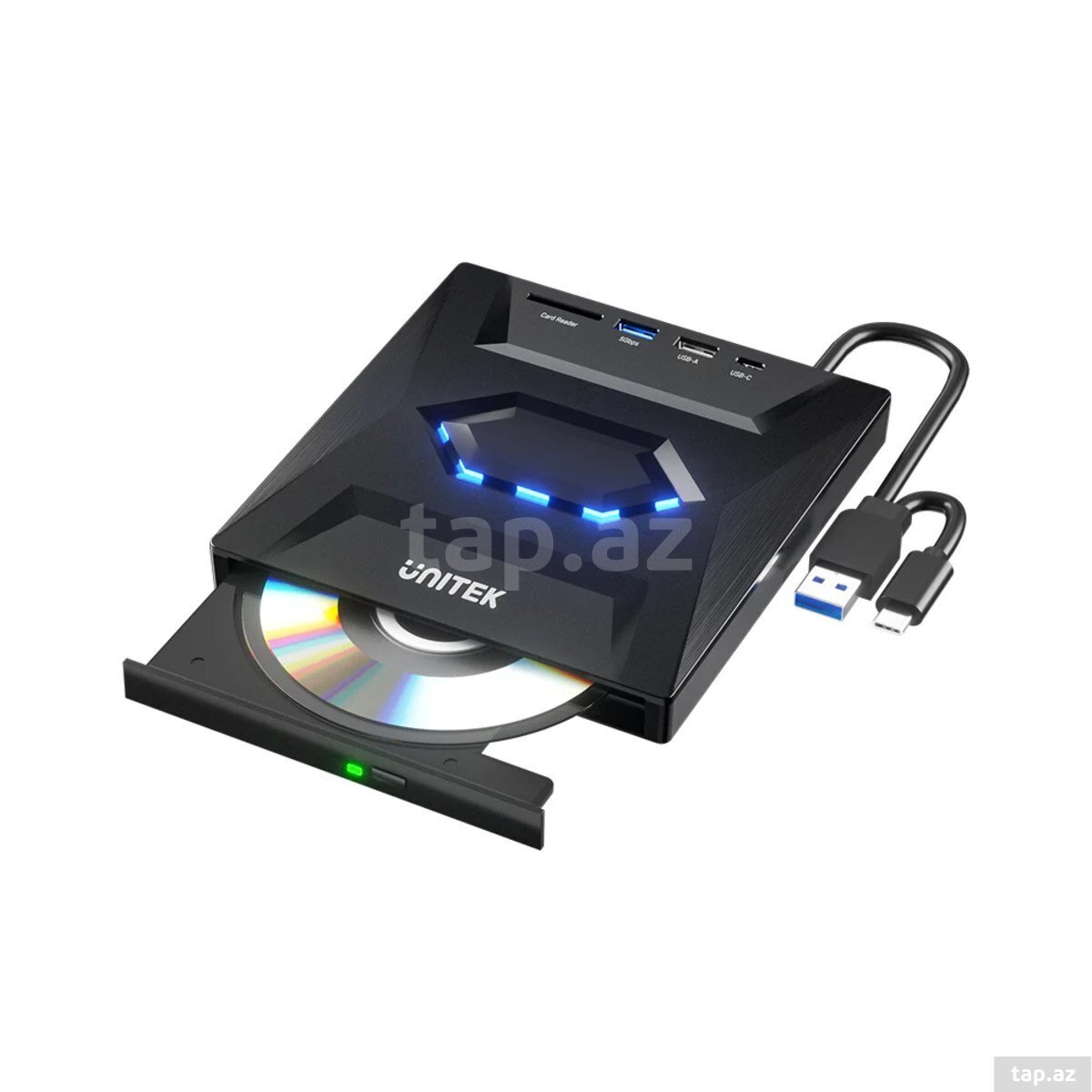 UNİTEK 5-i 1-də USB hub və xarici optik disk (CD/DVD oxuyucu) cihazı