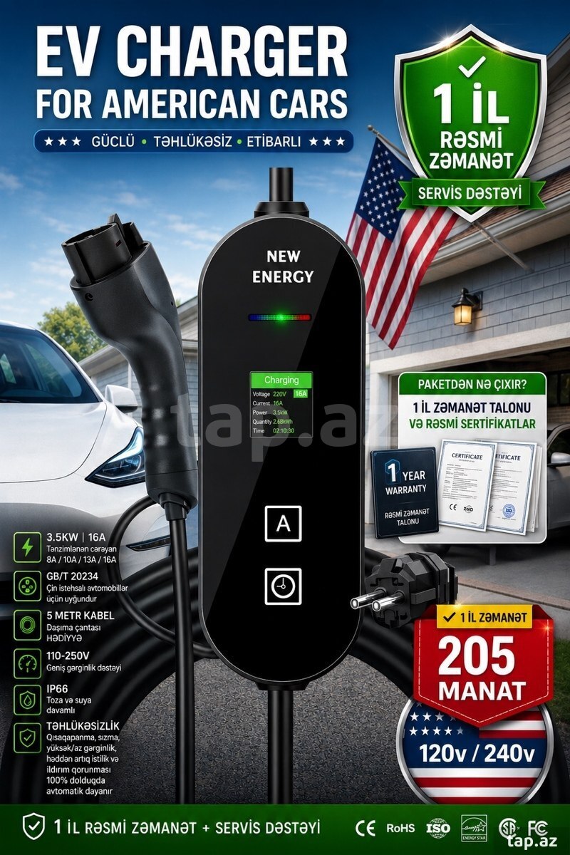 Elektromobil adapteri EVcharger “TYPE1” adapteri 220V 16A WiFi