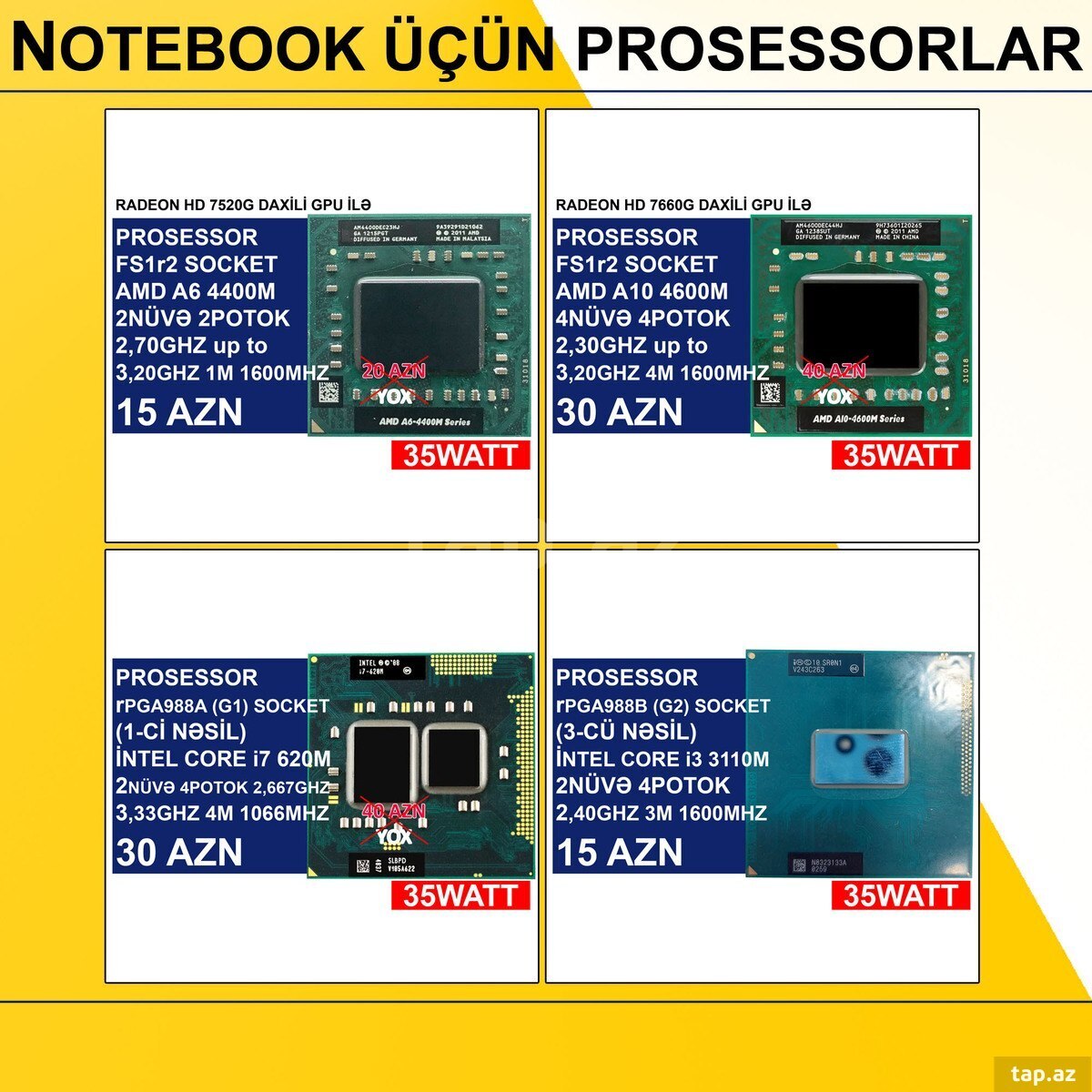 Noutbuk üçün Prosessorlar
