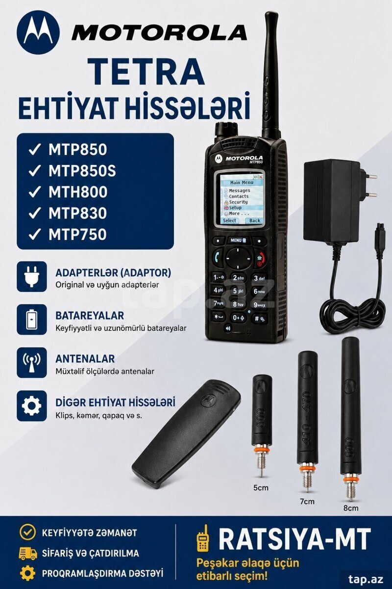 Motorola TETRA ratsiyalar üçün ehtiyat hissələri və aksesuarlar