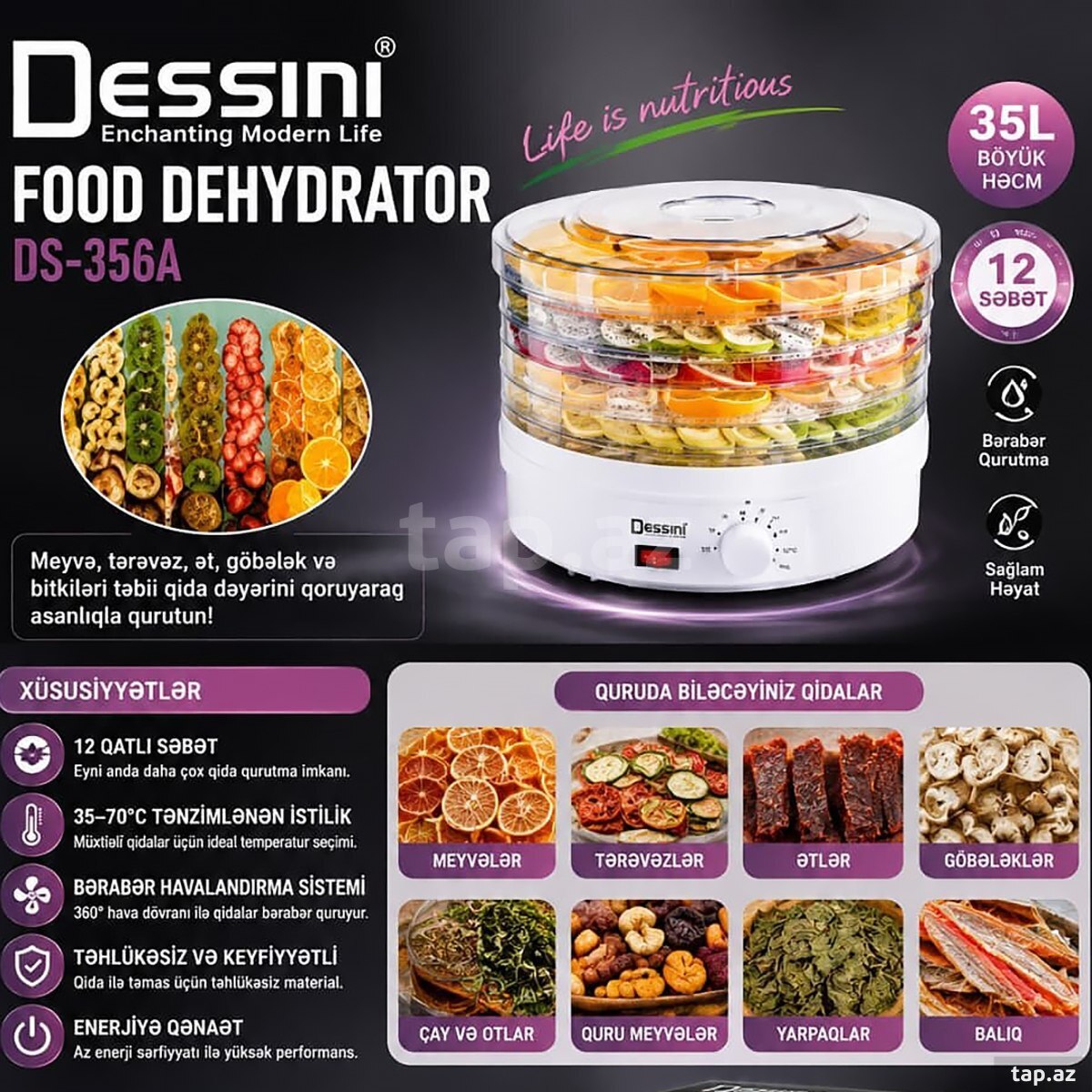 Meyvə tərəvəz qurudan aparat Dessini DS-356A