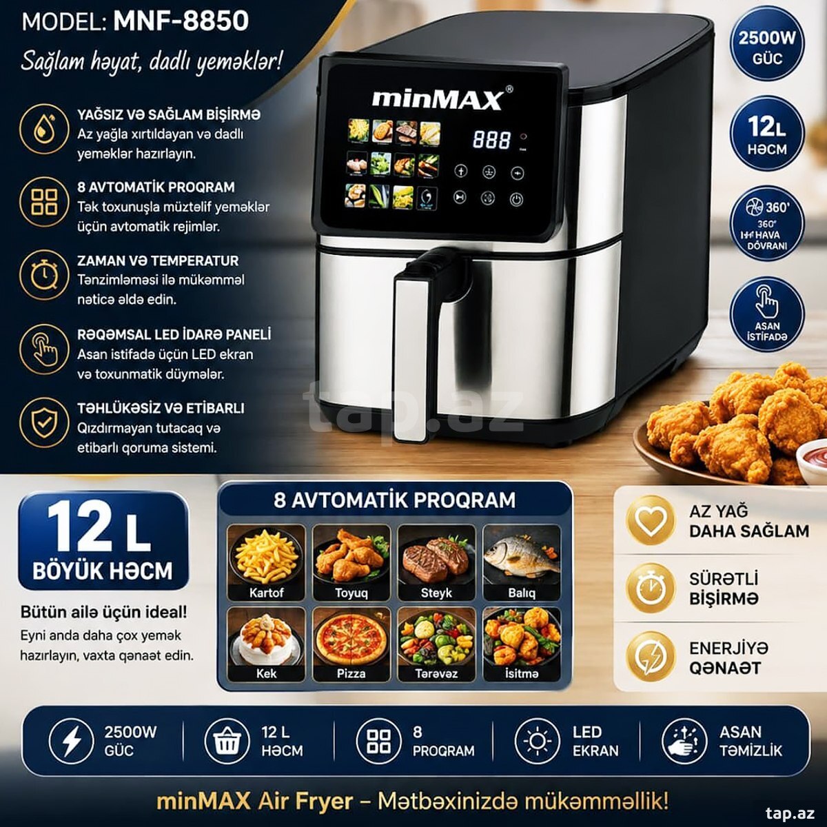 Airfryer Fritür Minmax MNF-8850