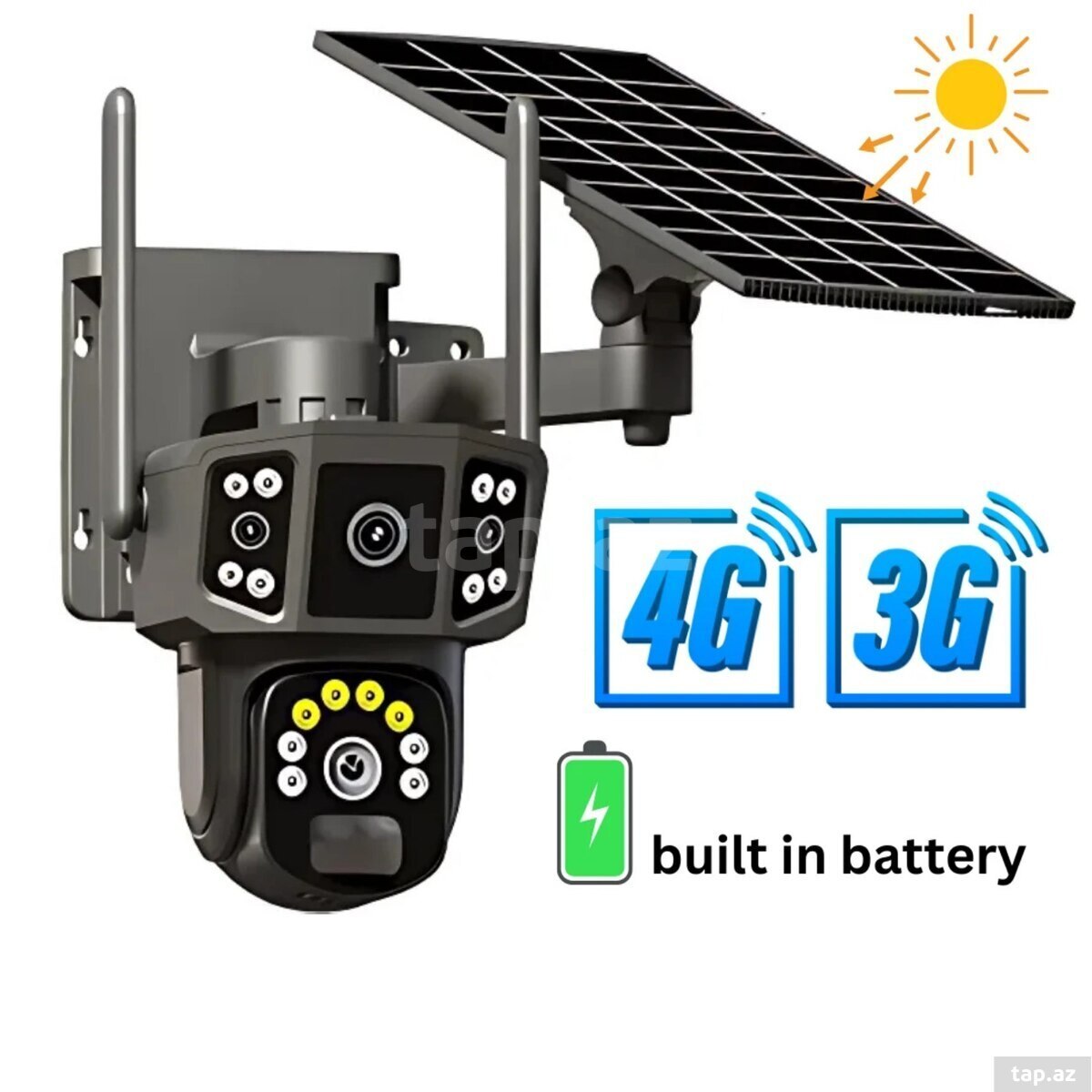 2 kamera günəṣ panelli sim kartlı 8mp/4k