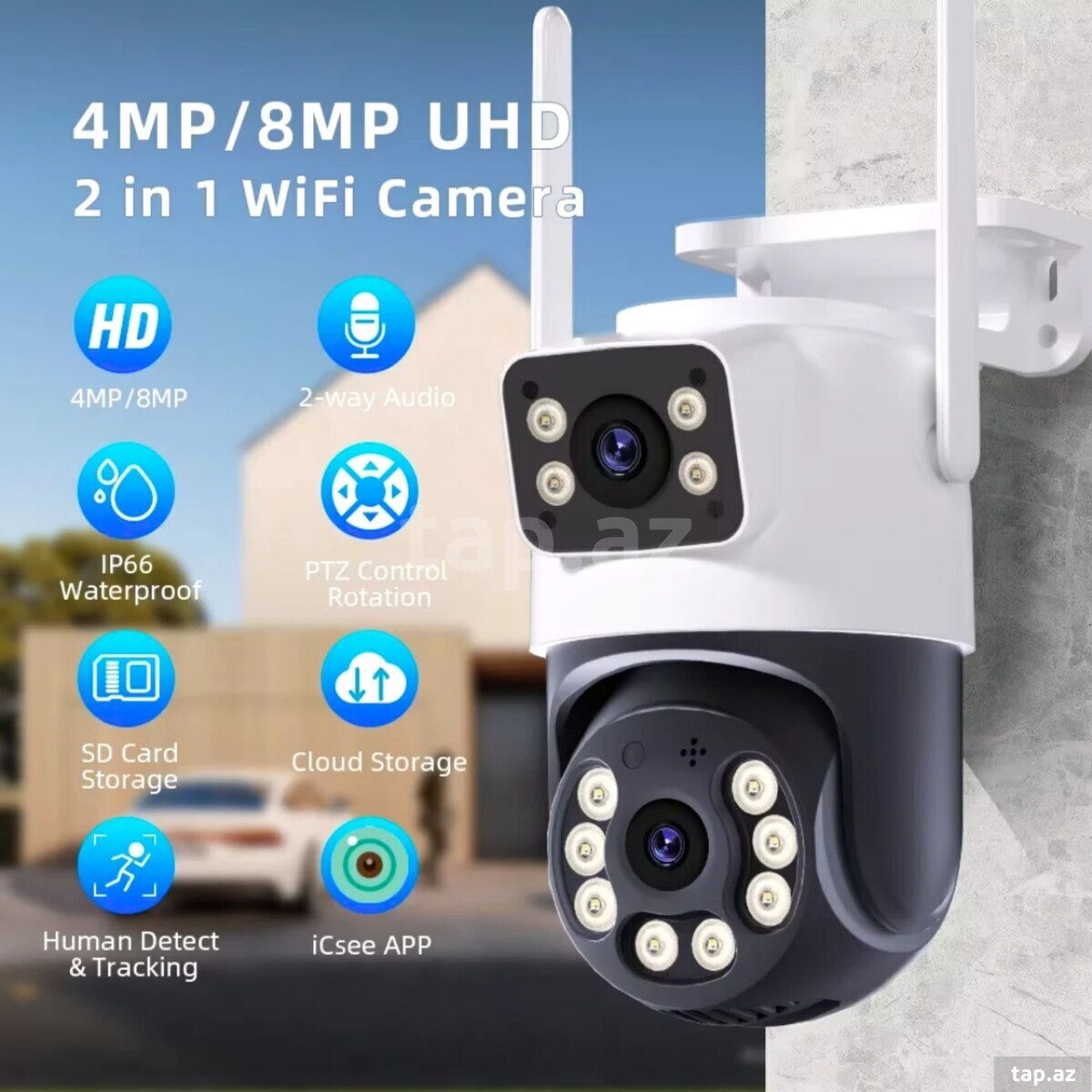 2 kamera Wi-Fi simsiz ptz360° 8mp/4k